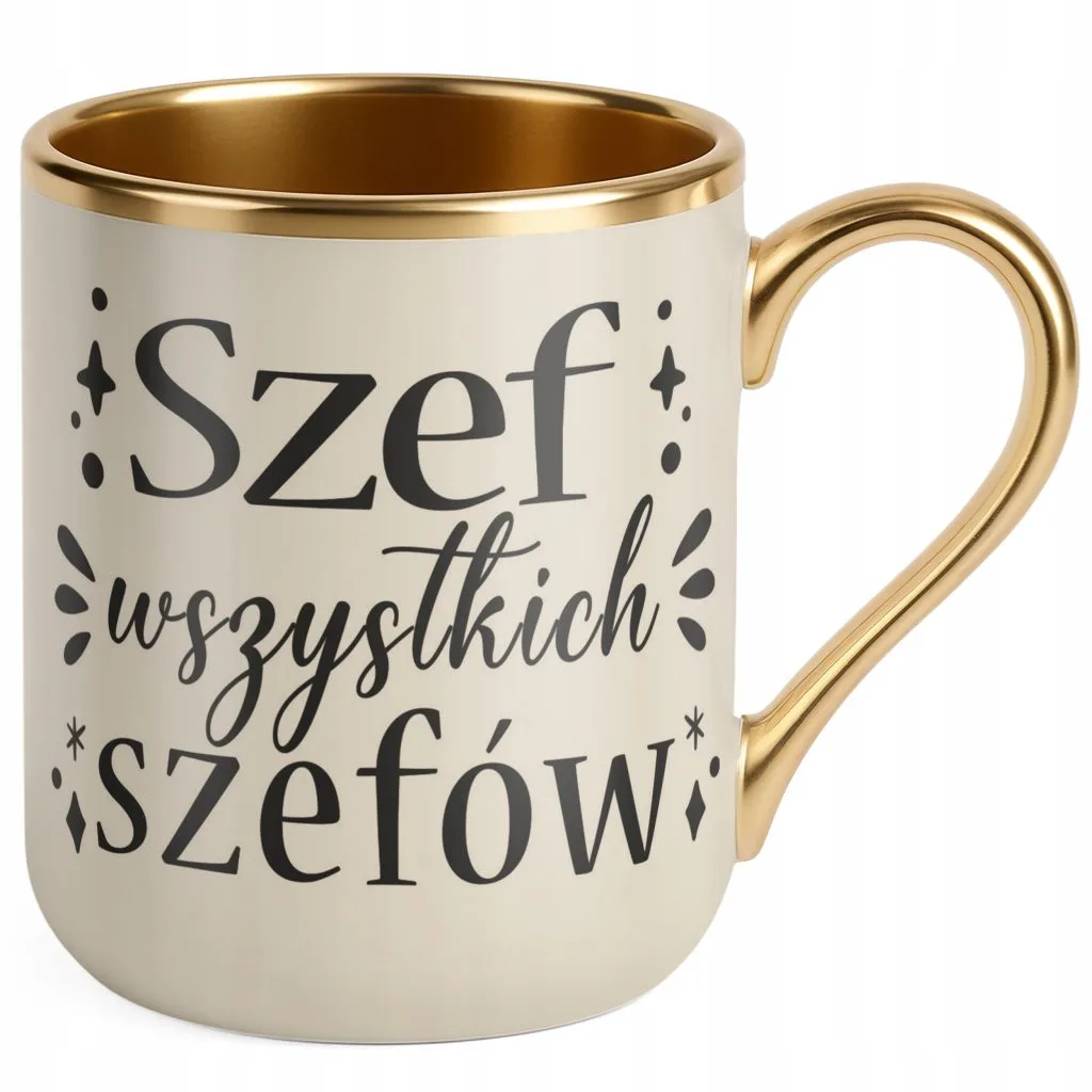 Kubek Premium Złoty Ecru Szef Wszystkich Szefów Dla Szefa Prezent