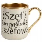 Kubek Premium Złoty Ecru Szef Wszystkich Szefów Dla Szefa Prezent