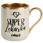 Kubek Premium Złoty Ecru Personalizowany Super Lekarka