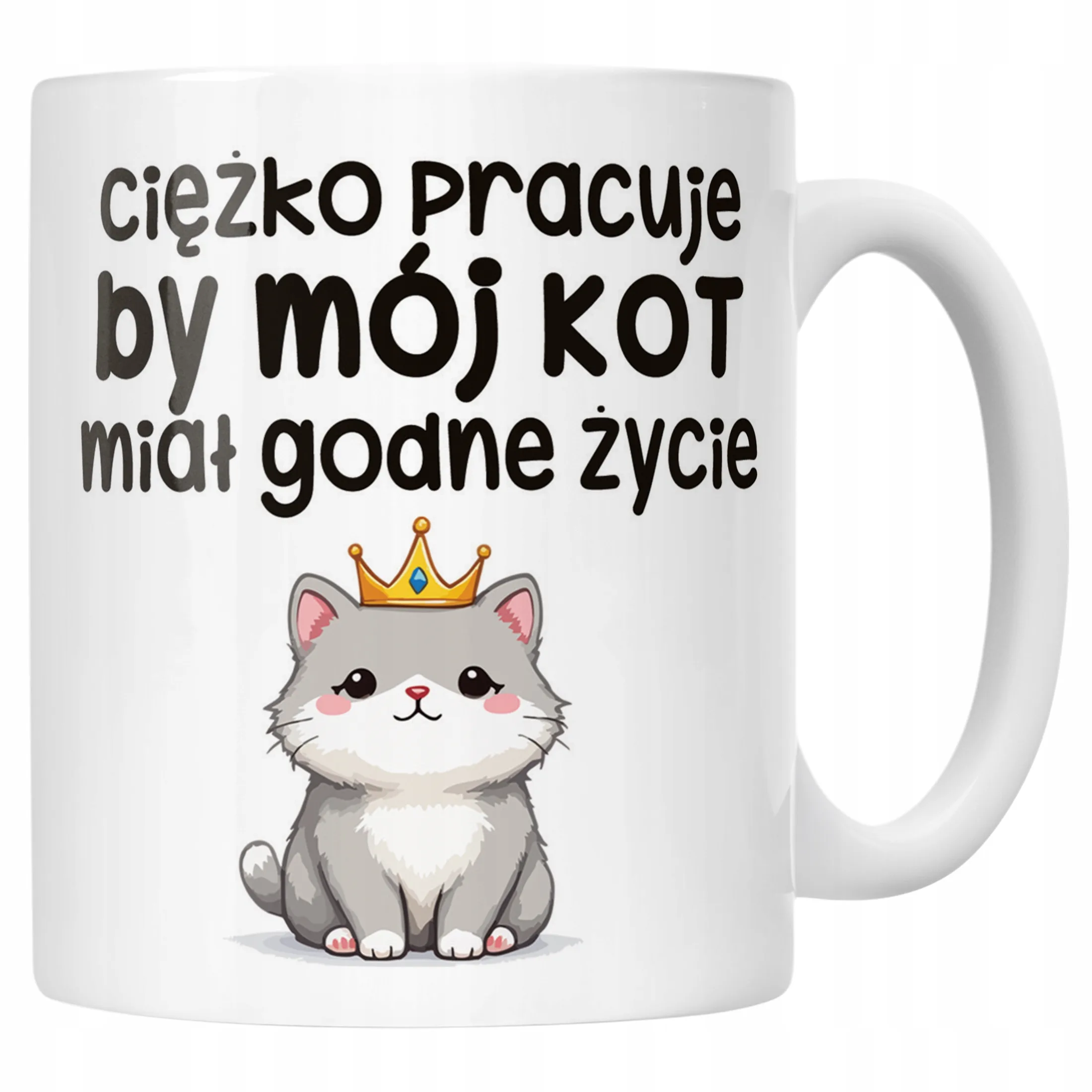 Kubek ceramiczny Ciężko Pracuję By Mój Kot Śmieszny Zabawny Prezent