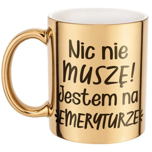 Złoty Kubek ceramiczny z okazji Emerytury Dla Emeryta Emerytki Prezent
