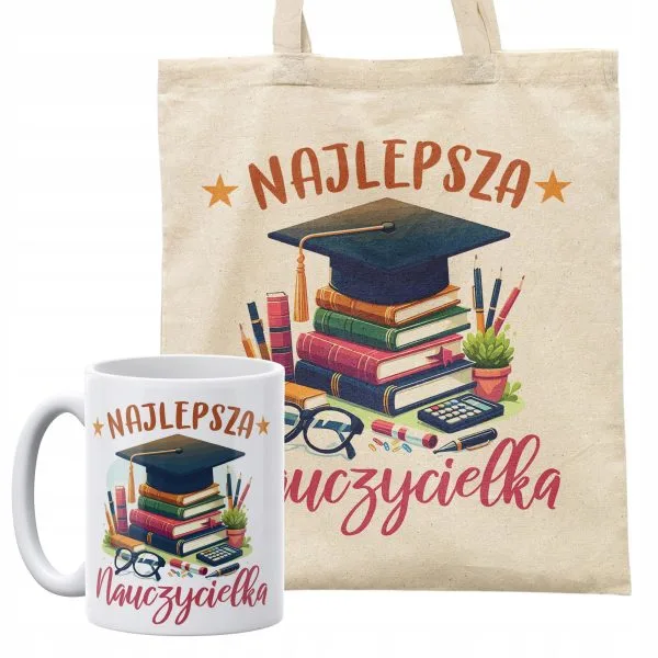 Zestaw kubek + torba Najlepsza Nauczycielka Dzień Nauczyciela Prezent