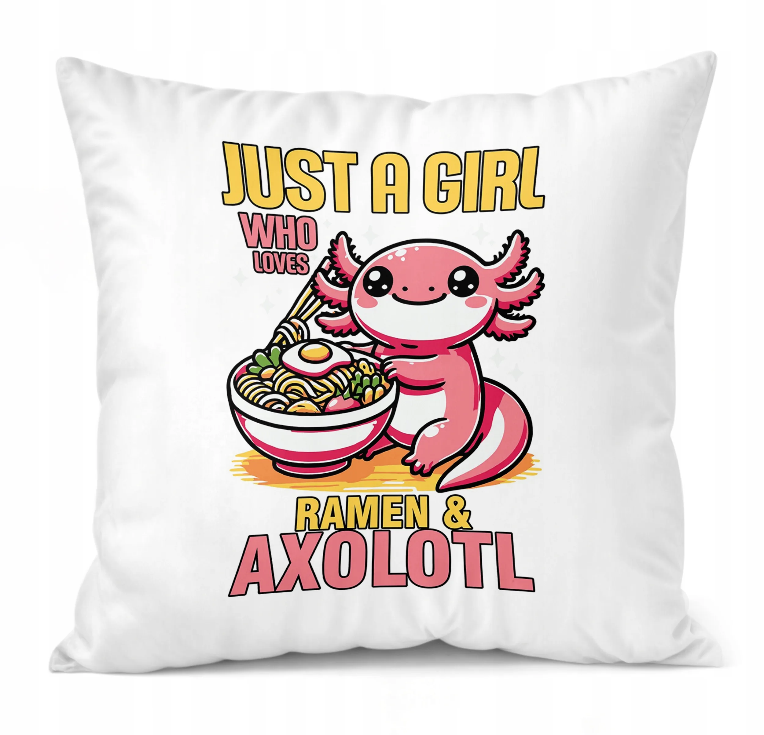 Jasiek biały z nadrukiem Aksolotl Axolotl Mine craft Różowy Zwierzak HIT