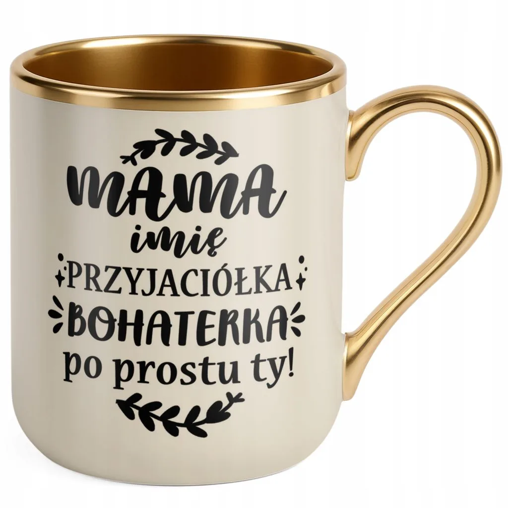 Kubek Premium Złoty Ecru Personalizowany Dzień Matki Dla Mamy