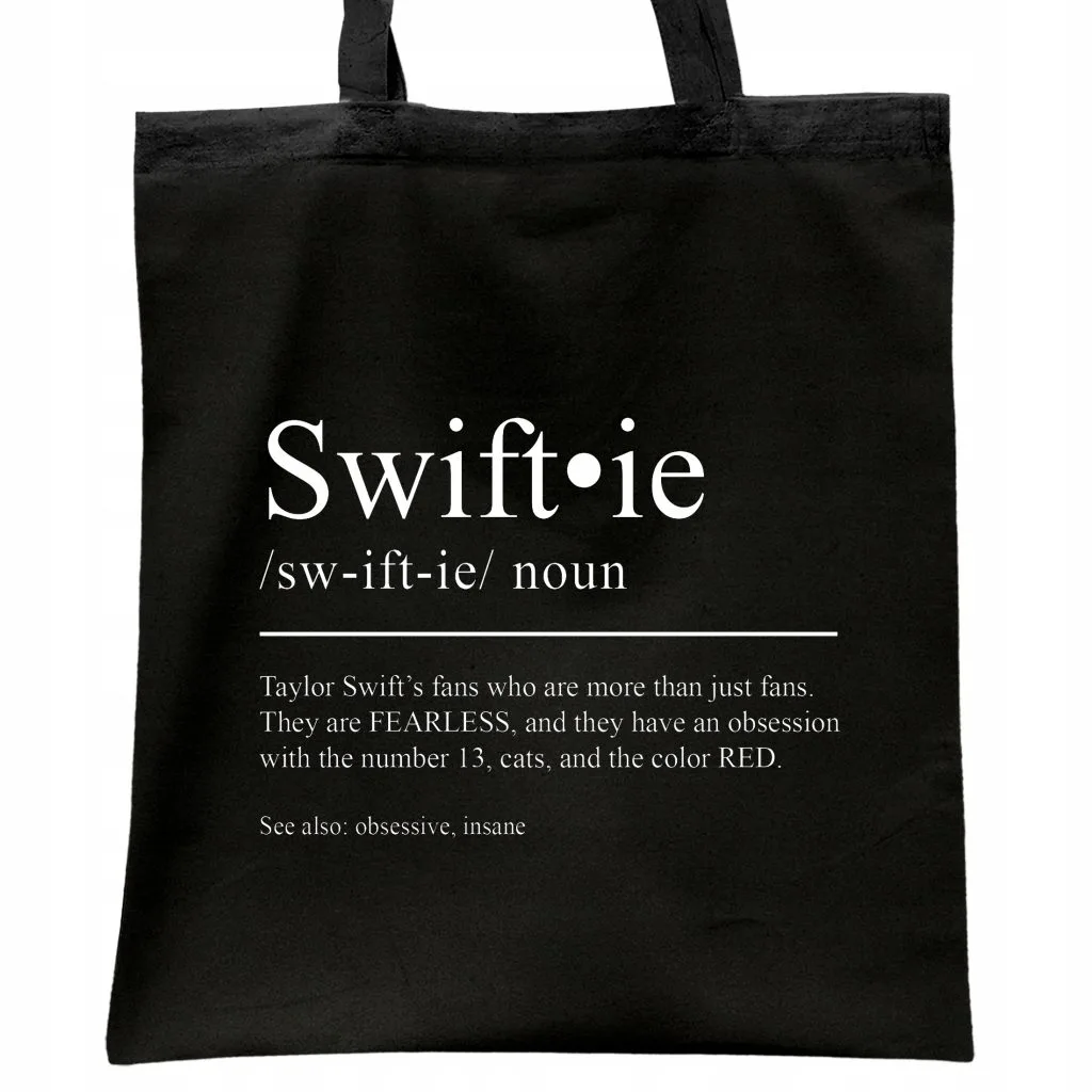 Torba bawełniana czarna na zakupy Taylor Swift Dla Fanów Prezent