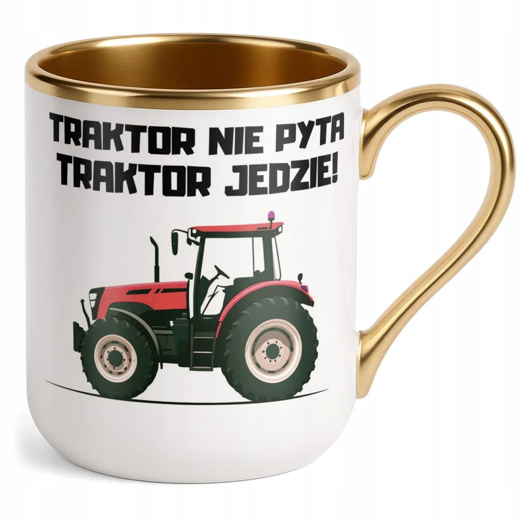 Kubek Premium Złoty Rolnik Dla Rolnika Traktor Zabawny Prezent