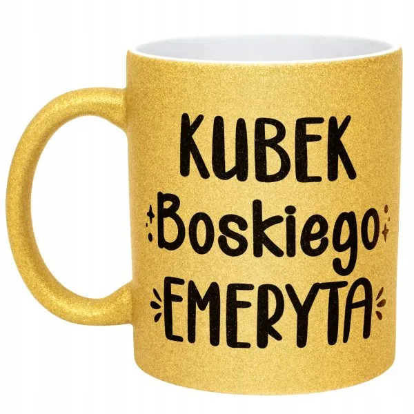 Złoty kubek brokatowy Z okazji Emerytury Dla Emeryta Prezent