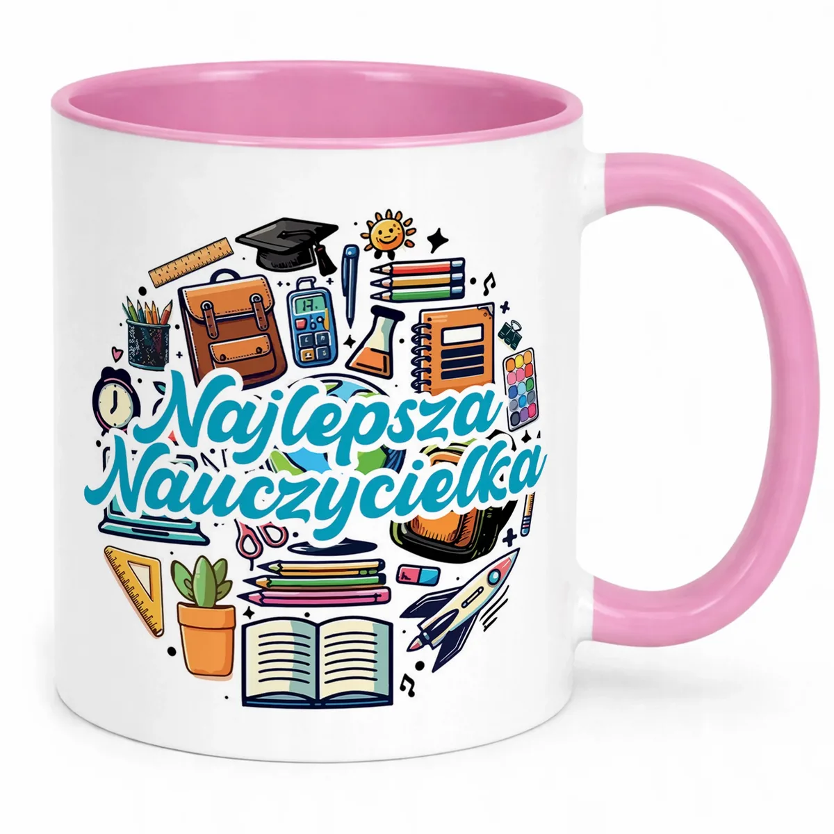 Kubek Różowy Najlepsza Nauczycielka Dzień Nauczyciela Prezent