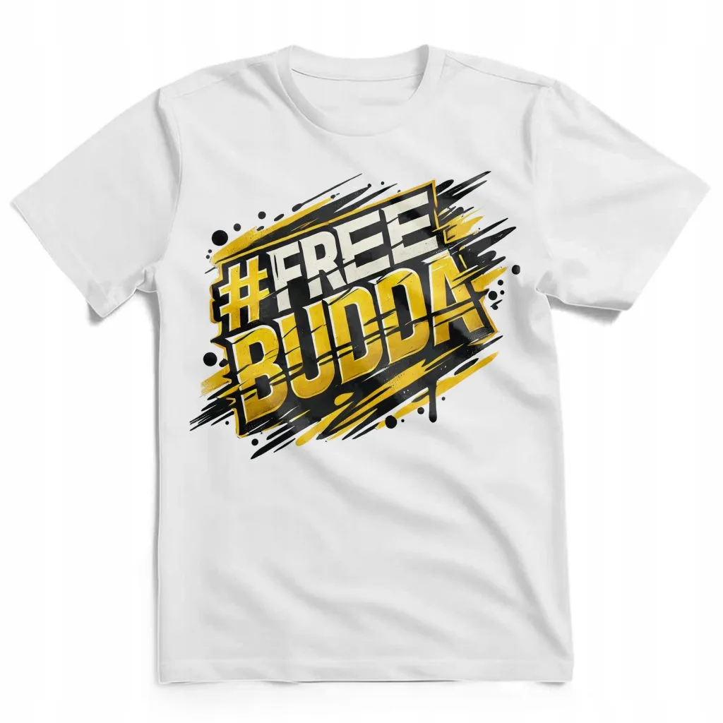 Koszulka męska biała #FreeBudda Free Budda Uwolnić Budde