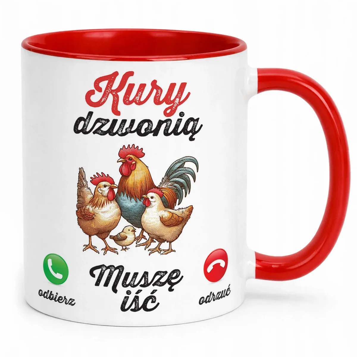 Kubek Czerwony Kury Dzwonią Dla Hodowcy Kur Rolnika Prezent