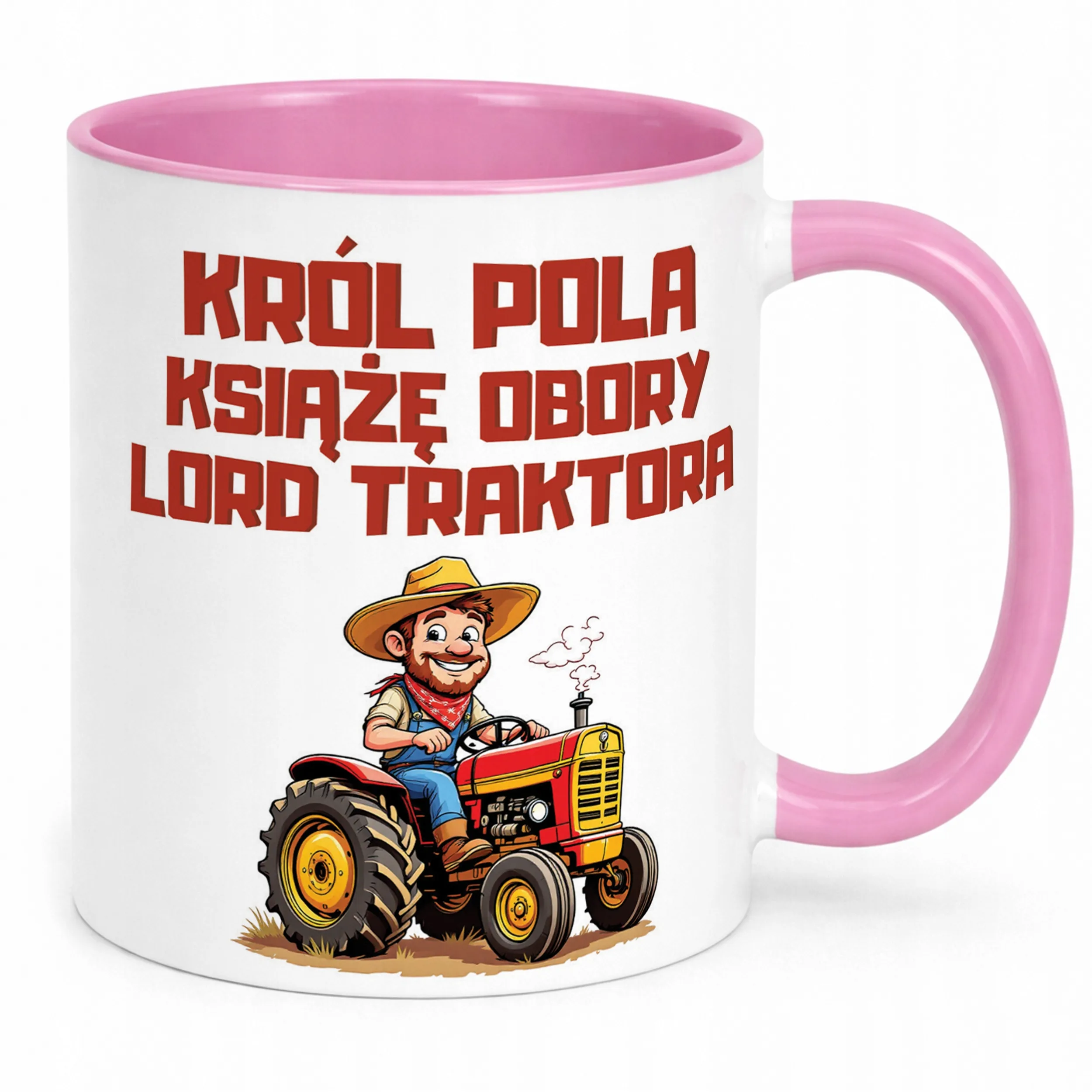 Kubek Różowy Rolnik Dla Rolnika Traktor Zabawny Prezent Upominek