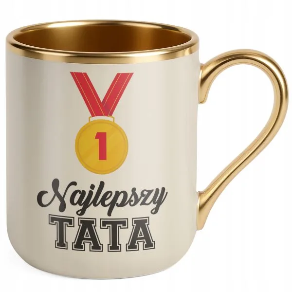 Kubek Premium Złoty Ecru Dzień Ojca Dla Taty Najlepszy Tata Prezent