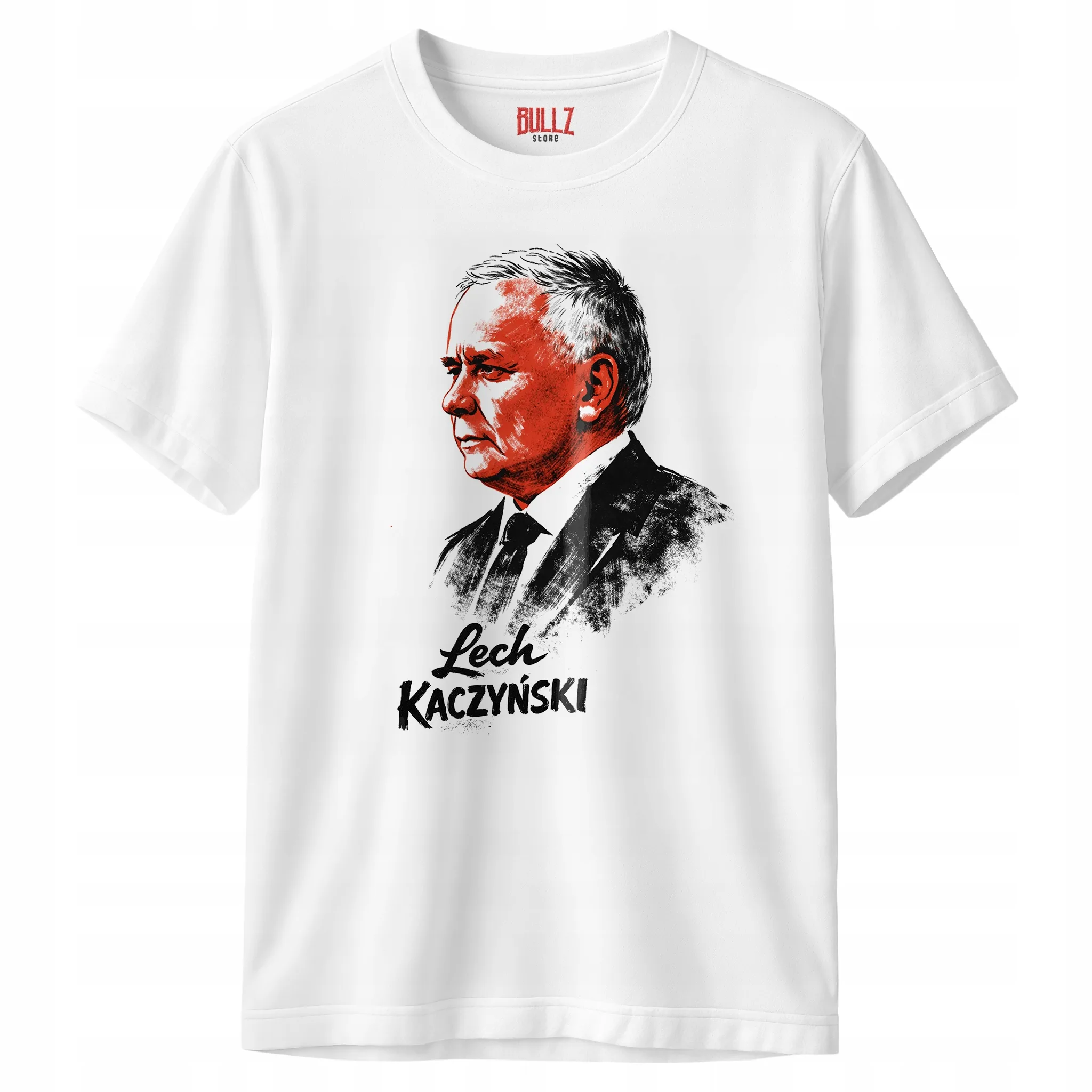 Koszulka biała męska Lech Kaczyński Patriotyczna Prezydent Polski