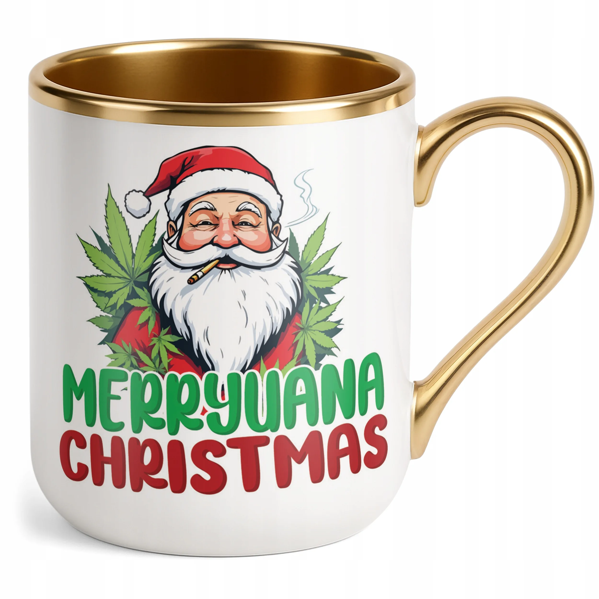 Kubek Premium Złoty Merryuana Christmas Boże Narodzenie Zabawny