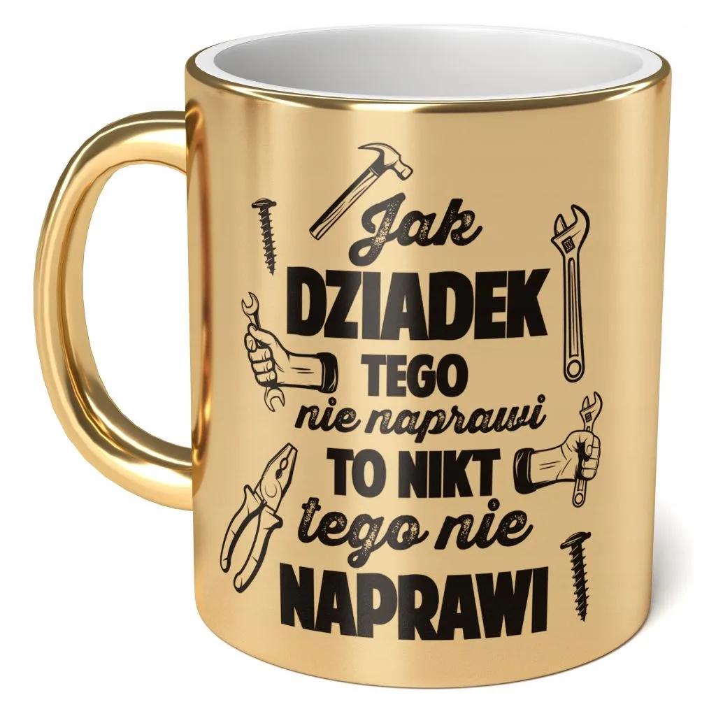 Kubek ceramiczny Złoty 330 ml Dzień Dziadka Prezent Jak Dziadek Majster