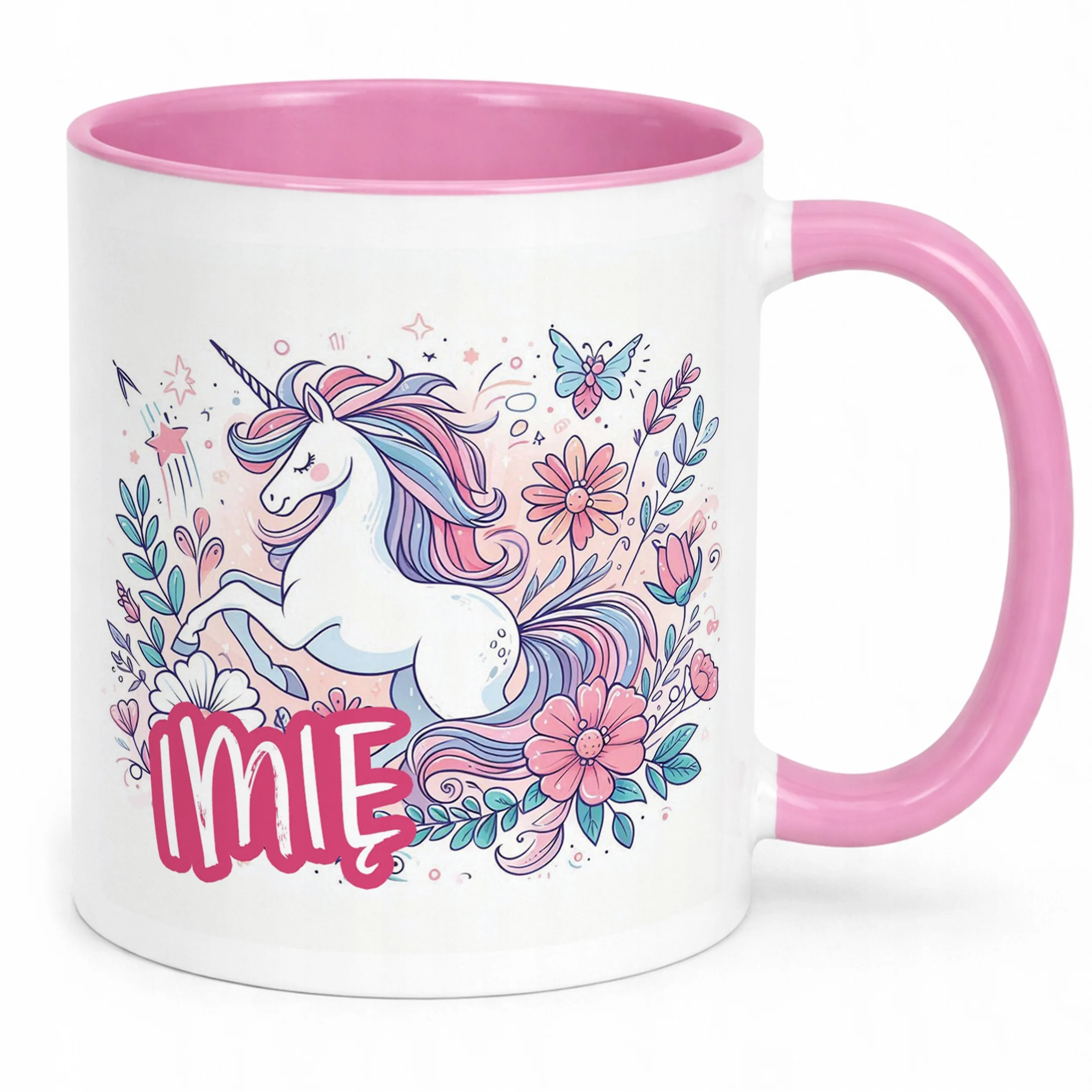 Kubek Różowy Personalizowany Z Jednorożcem Koń Słodki Dla Dzieci