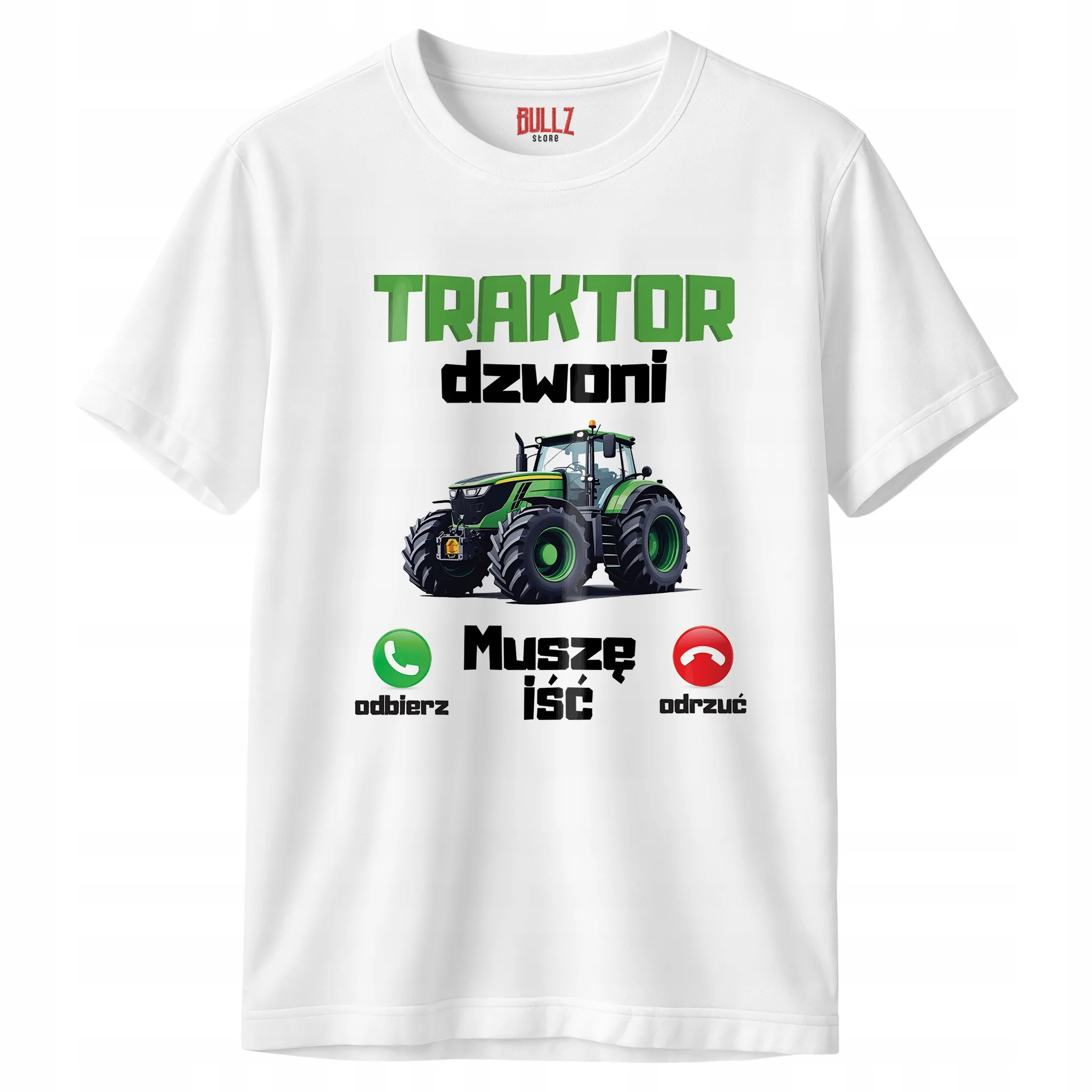 Koszulka biała męska Traktor Dzwoni Dla Rolnika Zabawny Prezent