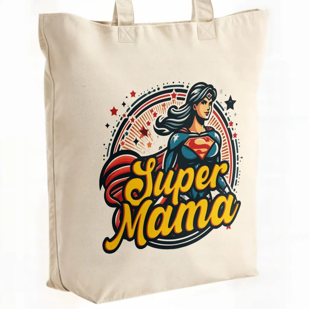 Torba bawełniana premium na zakupy Dzień Matki Prezent Super Mama