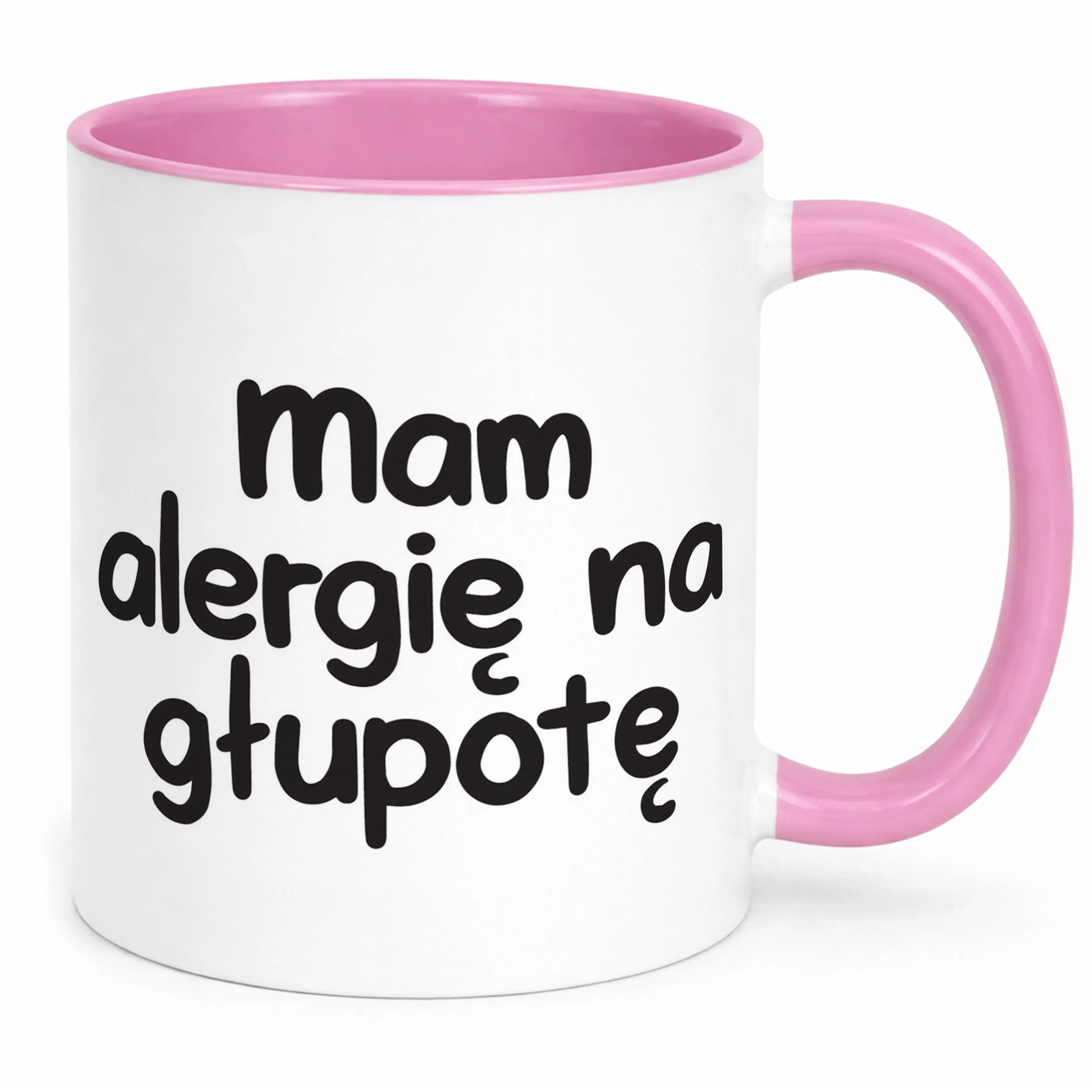 Kubek Różowy Mam Alergię Na Głupotę Śmieszny Zabawny Prezent