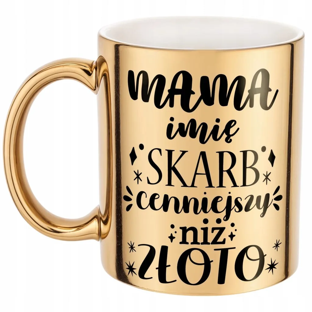 Złoty Kubek ceramiczny Personalizowany Dzień Matki Dla Mamy Prezent