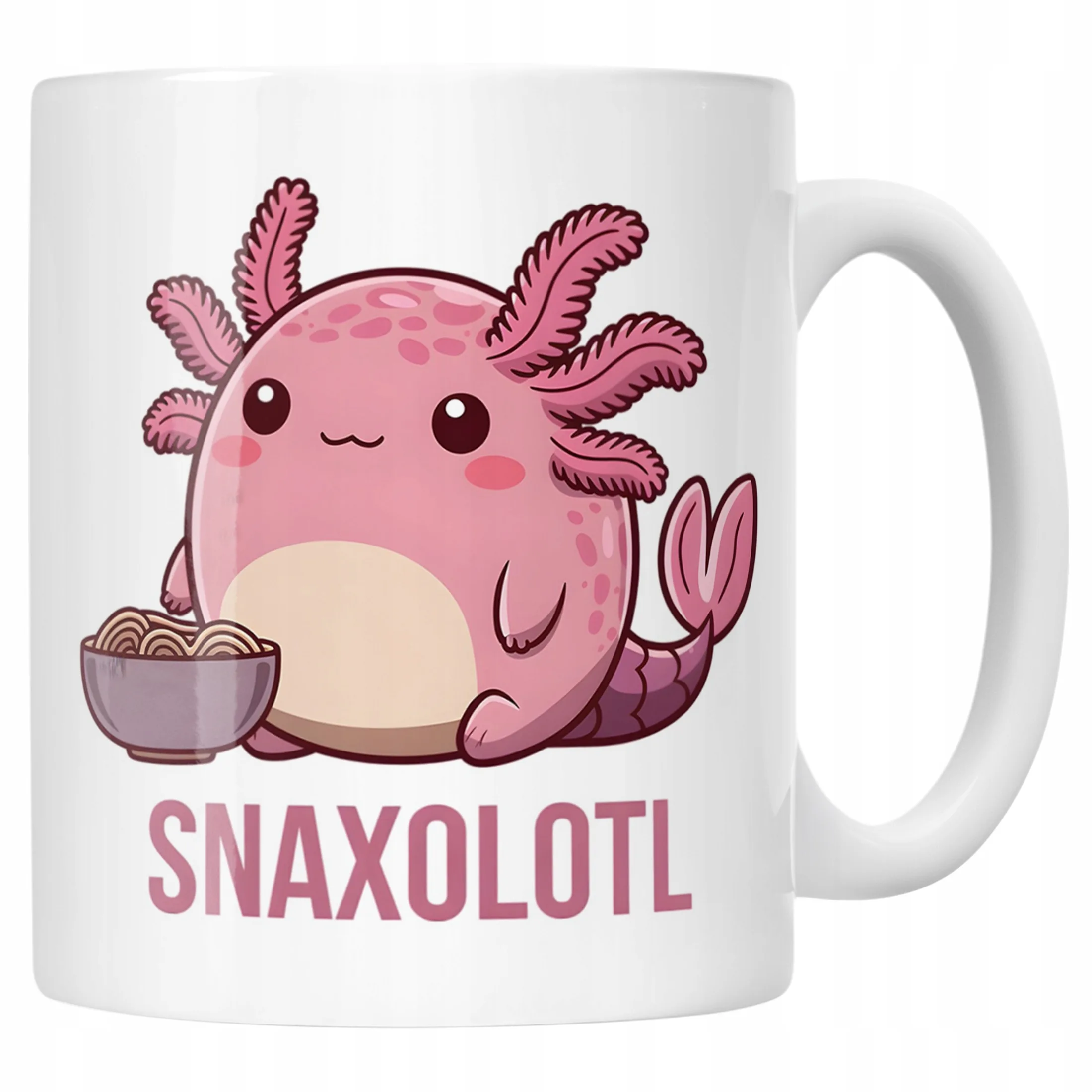 Kubek biały 330ml dla dziecka Aksolotl Axolotl Słodki Różowy Zwierzak OK