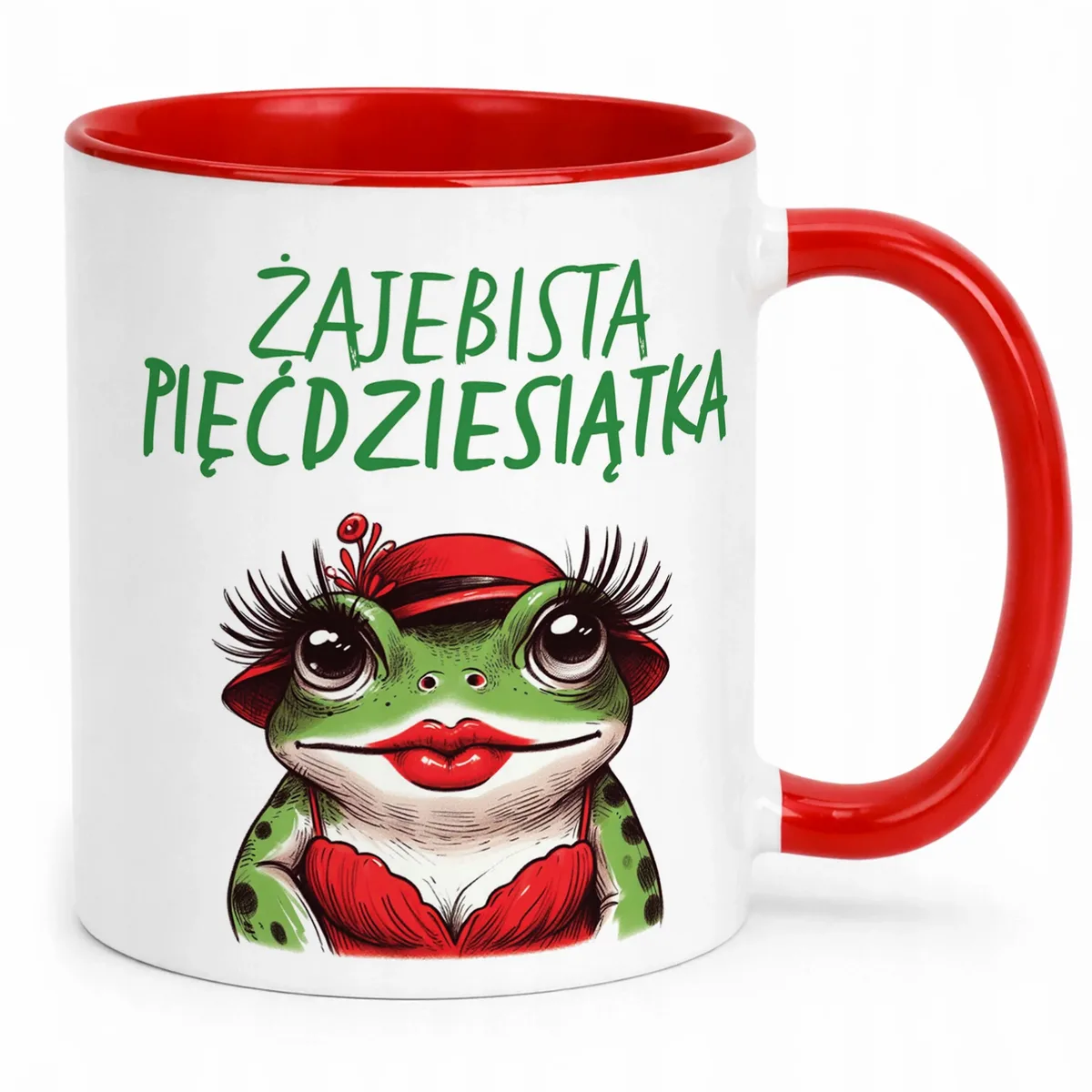 Kubek Czerwony Żajebista 50 Dla Kobiety Na Urodziny Prezent