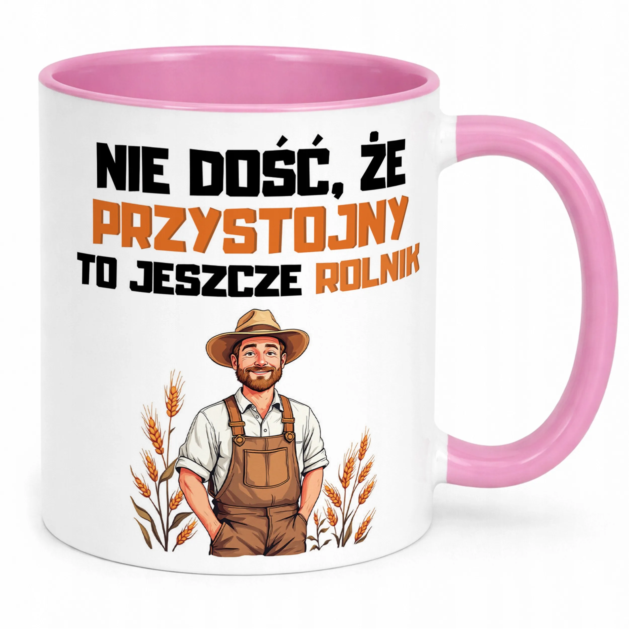 Kubek Różowy Rolnik Dla Rolnika Traktor Zabawny Prezent Upominek
