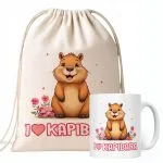 Zestaw Kubek + Plecak Kapibara Capybara Zwierzak Słodki Dla Dzieci Prezent