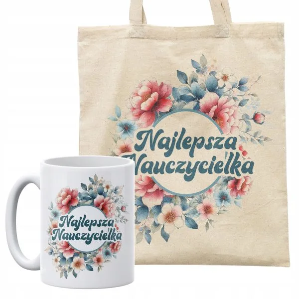 Zestaw kubek + torba Najlepsza Nauczycielka Dzień Nauczyciela Prezent