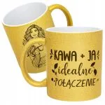 Złoty kubek brokatowy Dzień Kobiet Zabawny Prezent Upominek Dla Kobiety