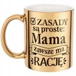 Złoty Kubek ceramiczny Dzień Matki Dla Mamy Zasady Są Proste