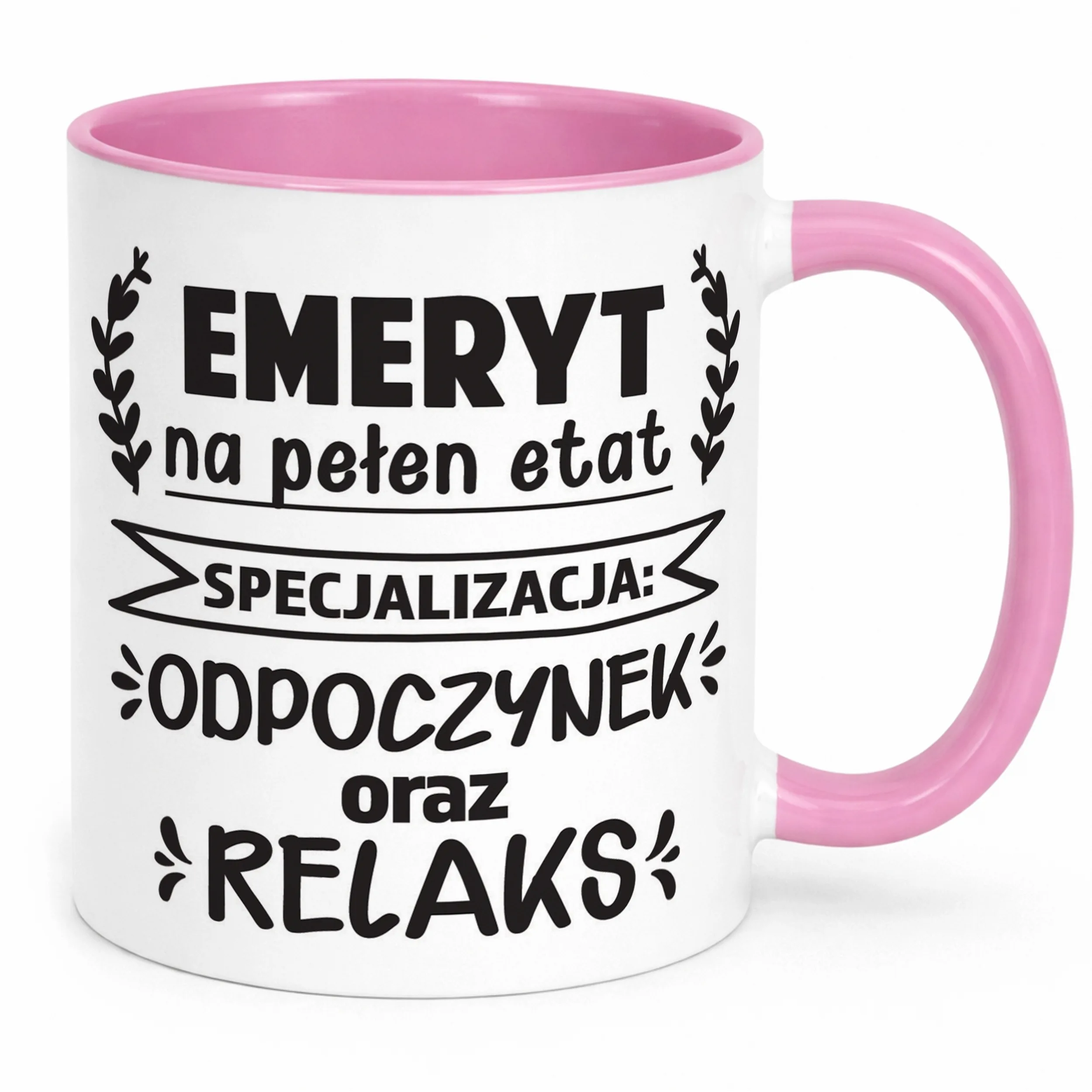 Kubek Różowy z okazji Emerytury Dla Emeryta Prezent Upominek