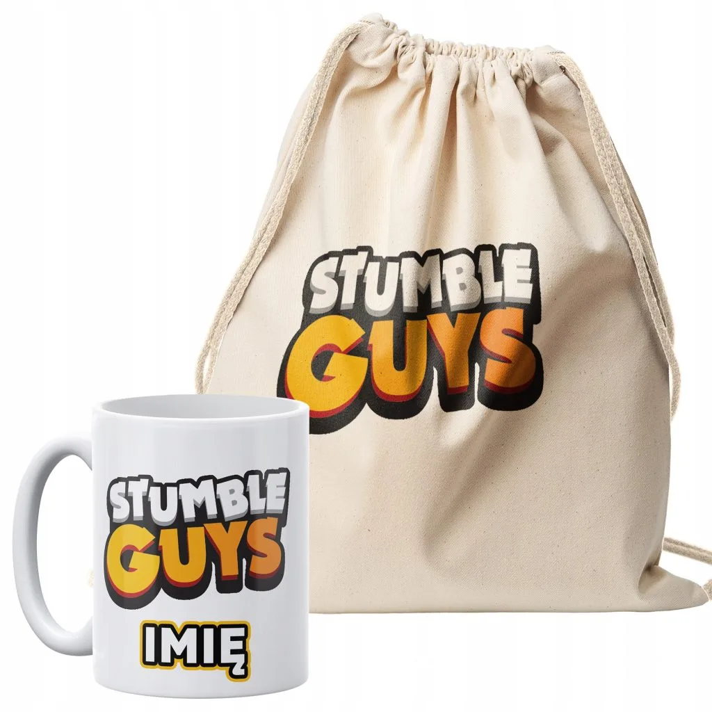 Zestaw plecak bawełniany + kubek z Imieniem Stumble Guys Dla Graczy