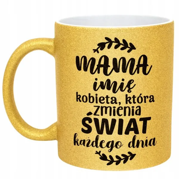 Złoty kubek brokatowy Personalizowany Dzień Matki Dla Mamy Prezent