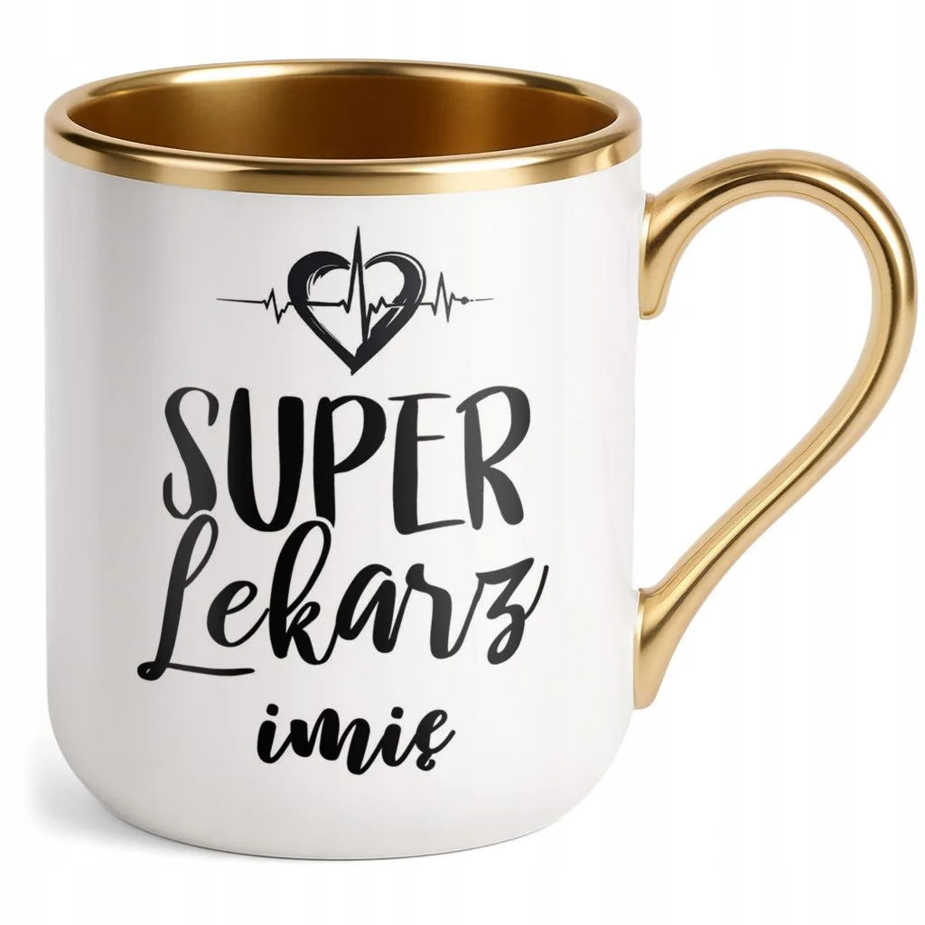 Kubek Premium Złoty Personalizowany Super Lekarz Prezent Upominek