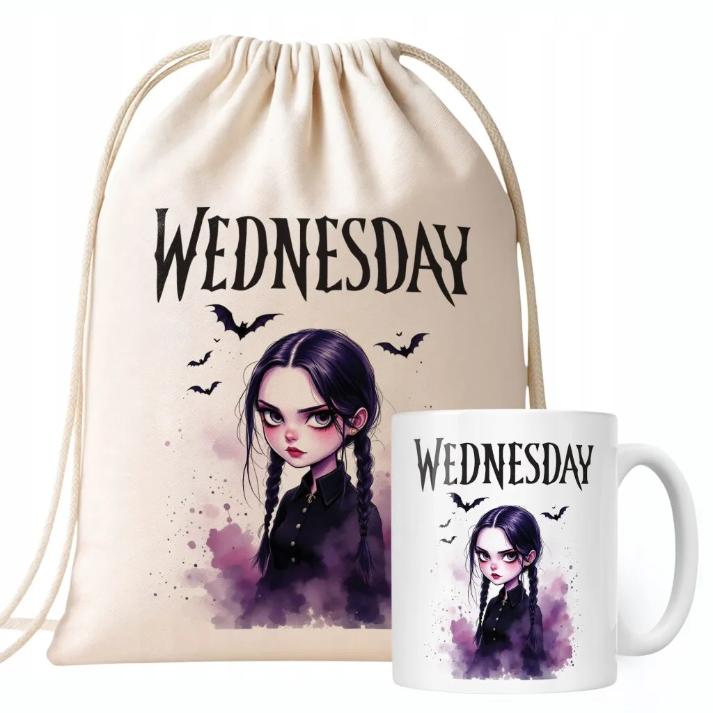 Zestaw Kubek + Plecak Nevermore Wednesday Addams Dla Fanów Prezent