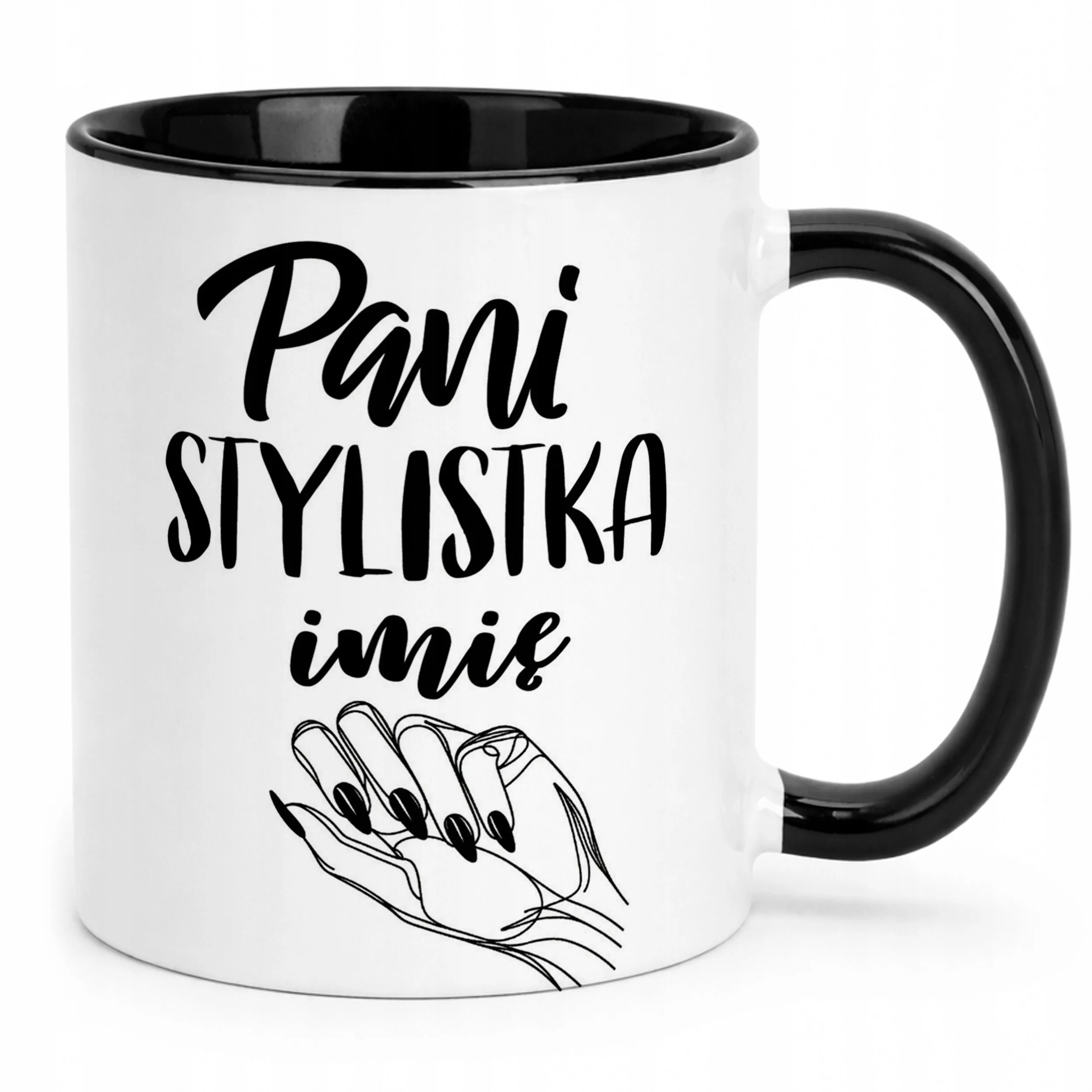 Kubek Czarny Personalizowany Pani Stylistka Dla Stylistki Paznokci