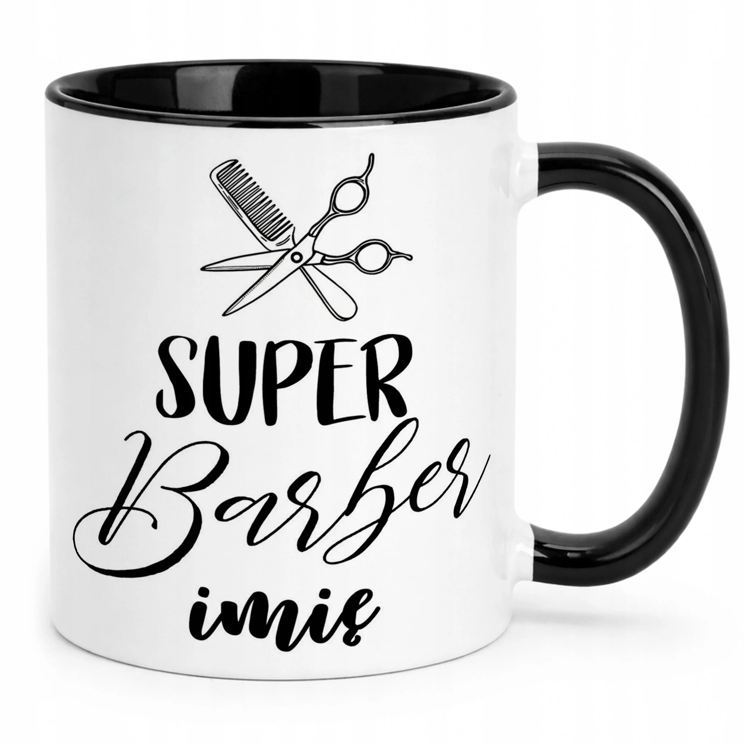 Kubek Czarny Personalizowany Super Barber Dla Barbera Prezent