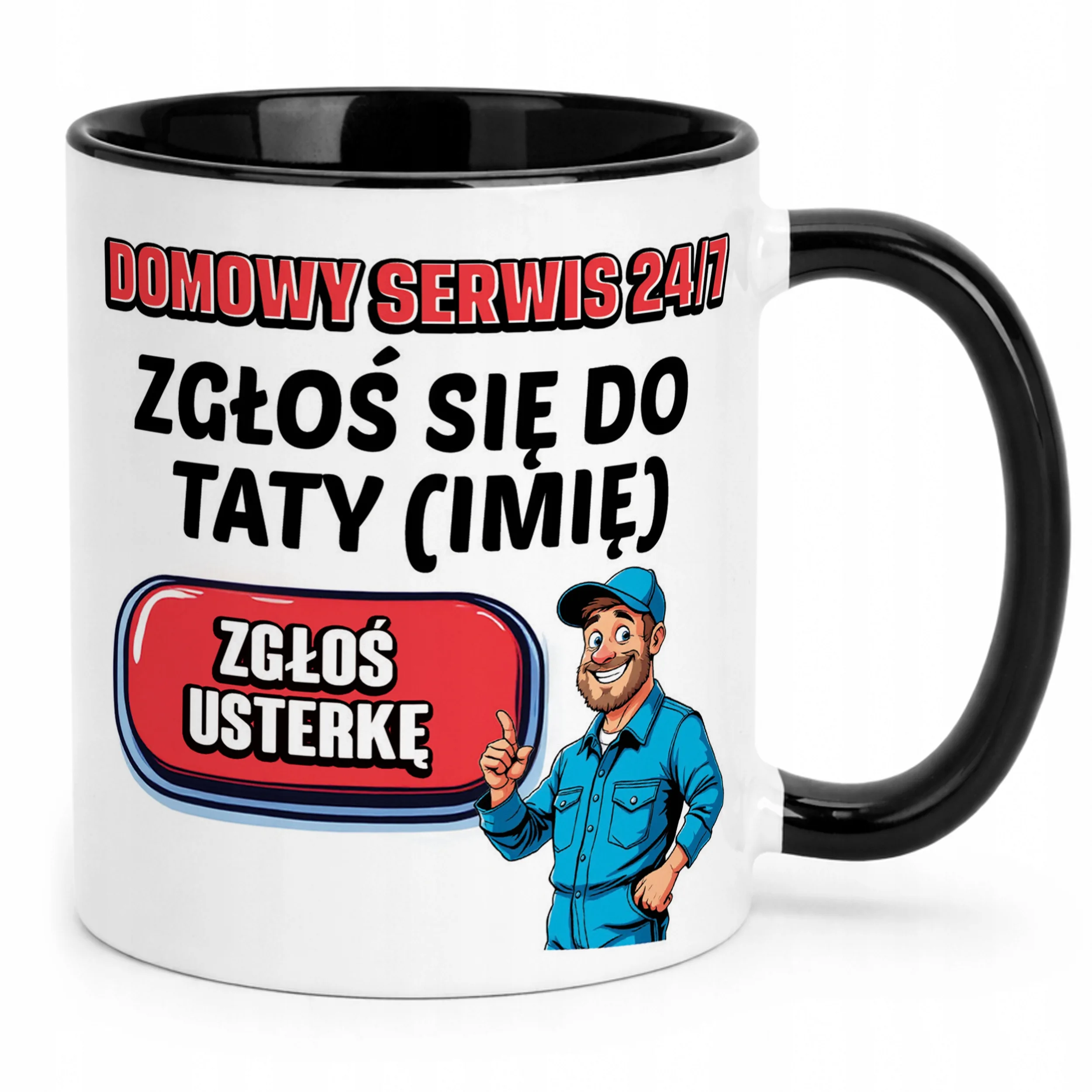 Kubek Czarny Personalizowany Dzień Ojca Zgłoś Się Do Taty Prezent