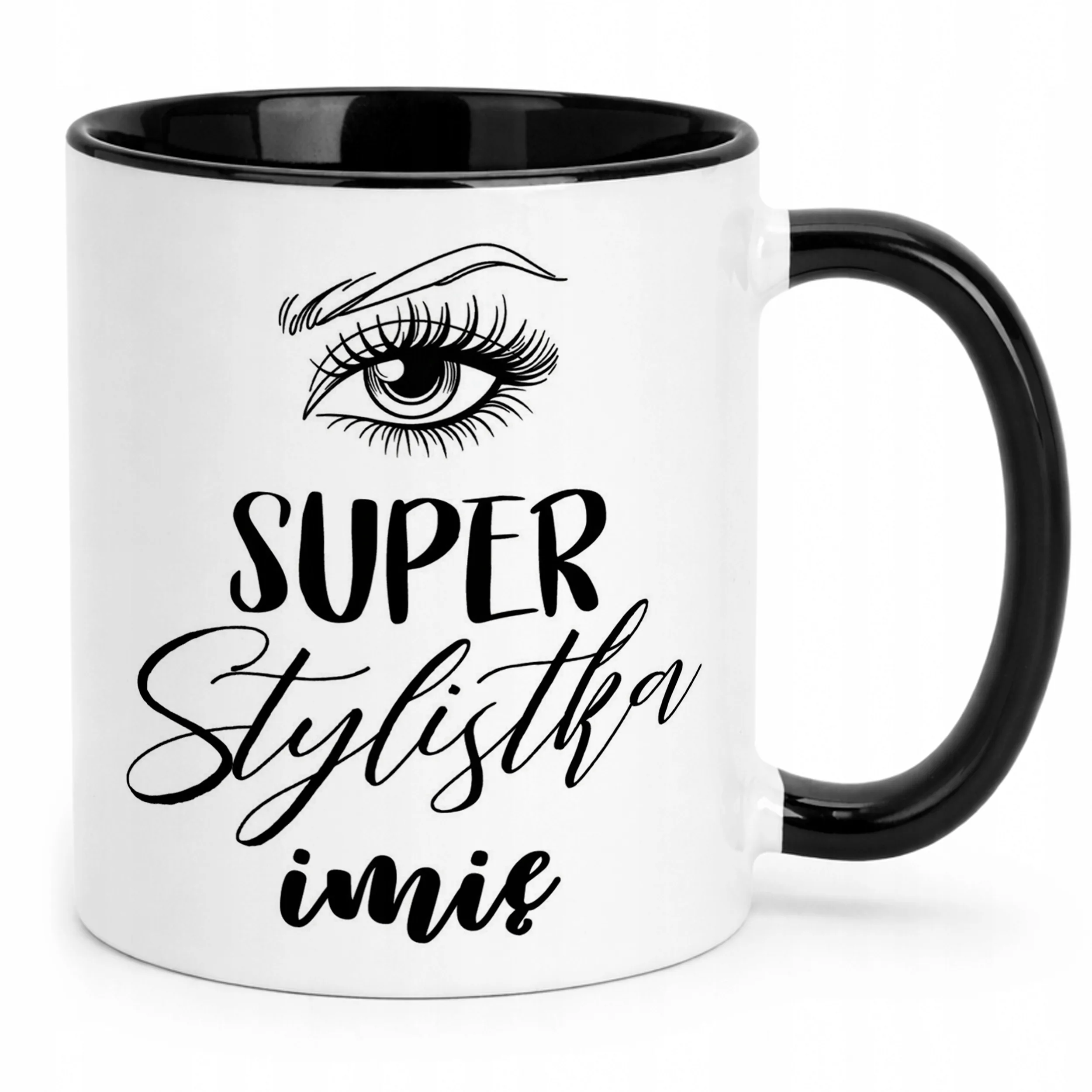 Kubek Czarny Personalizowany Super Stylistka Rzęs Brwi Prezent