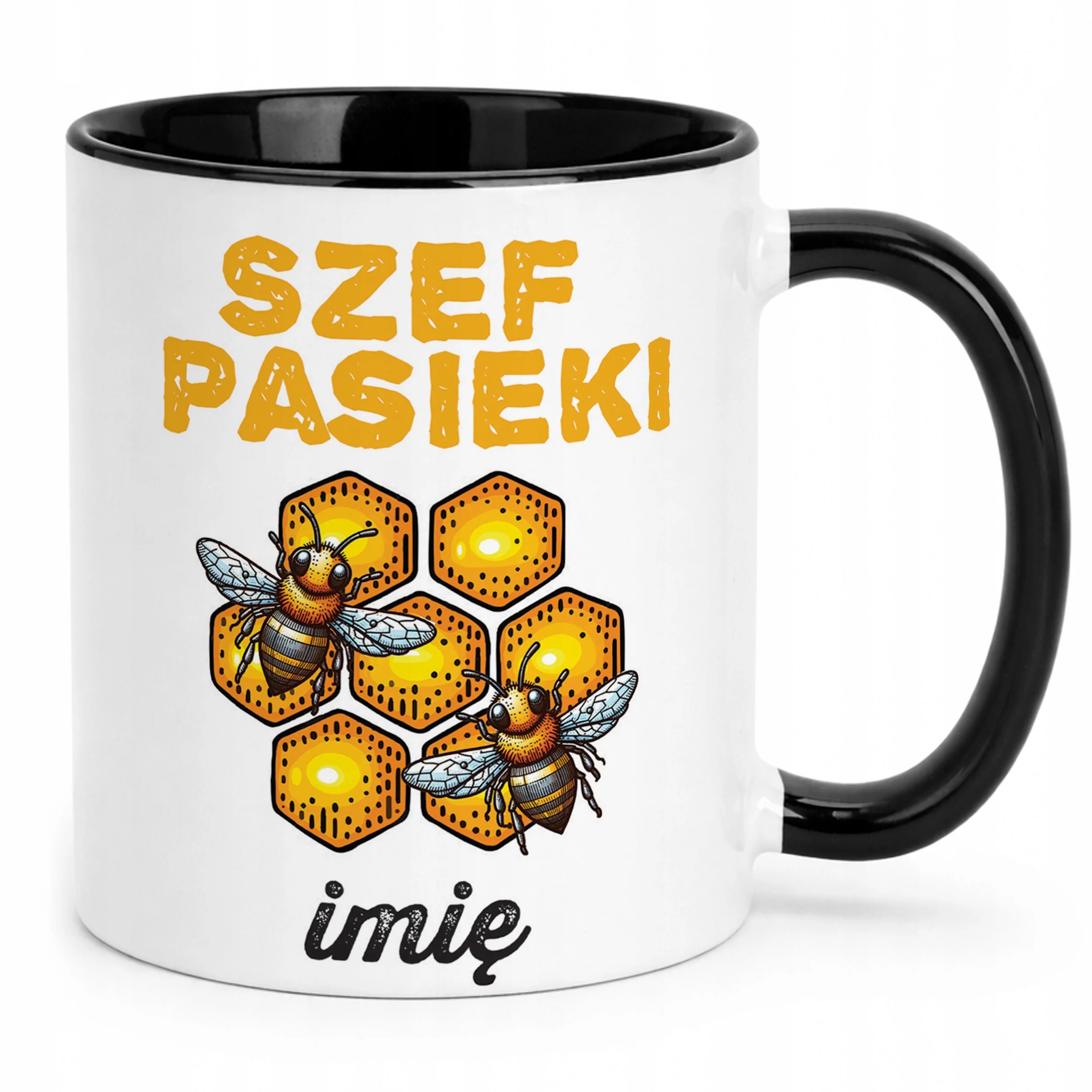 Kubek Czarny Personalizowany Dla Pszczelarza Pszczoły Pasieka Prezent