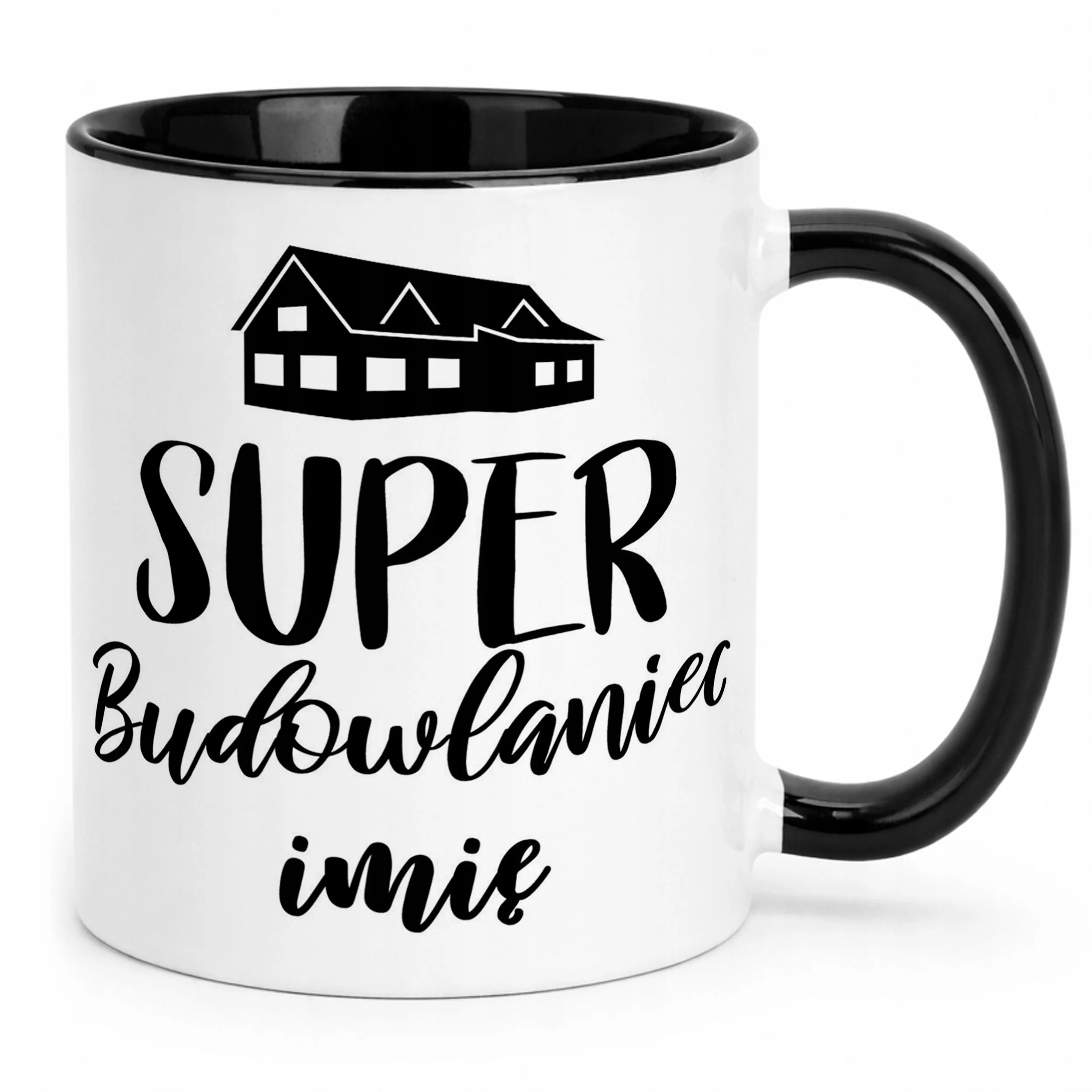 Kubek Czarny Personalizowany Super Budowlaniec Prezent Upominek