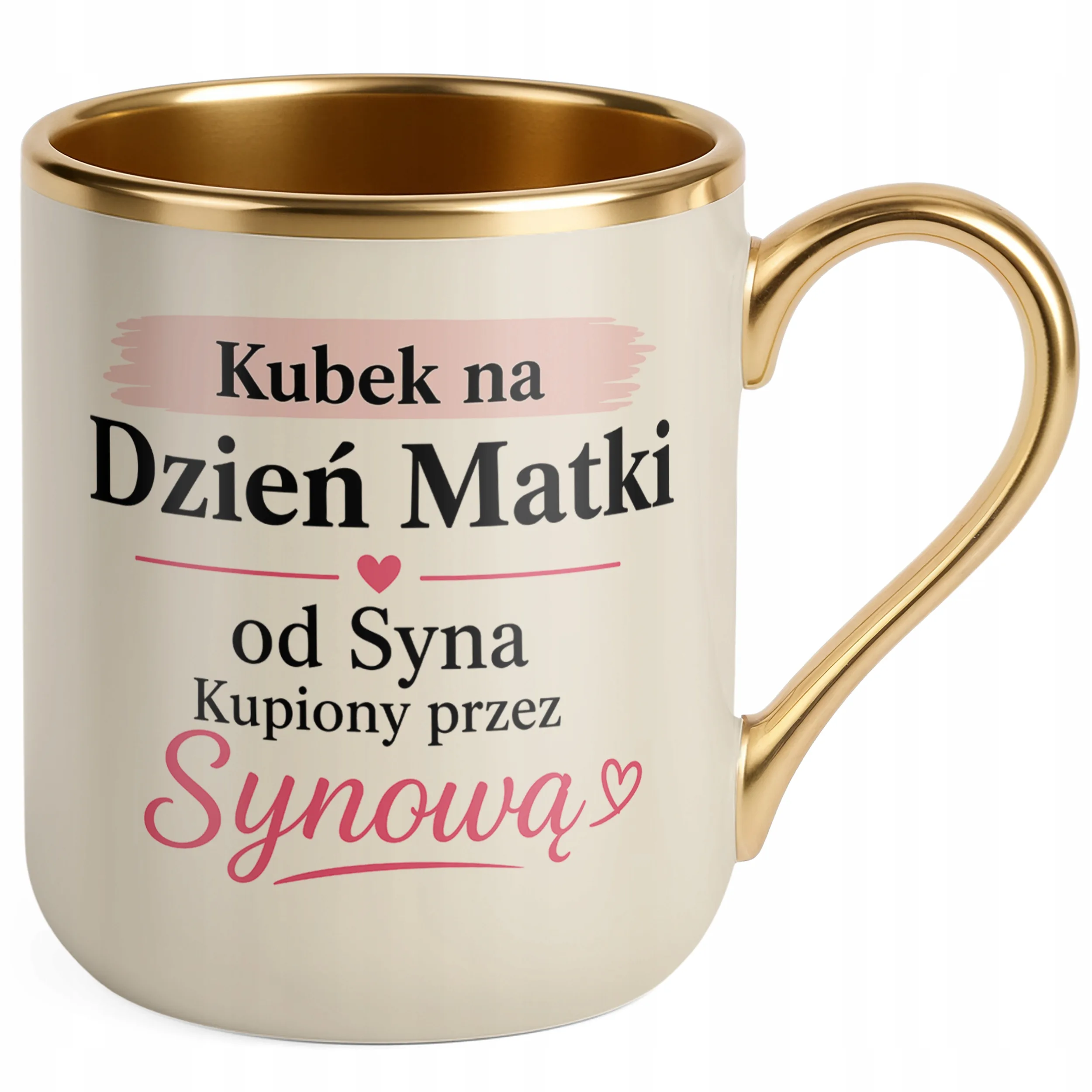 Prezent na Dzień Matki kubek premium złoty ecru dla mamy modny upominek