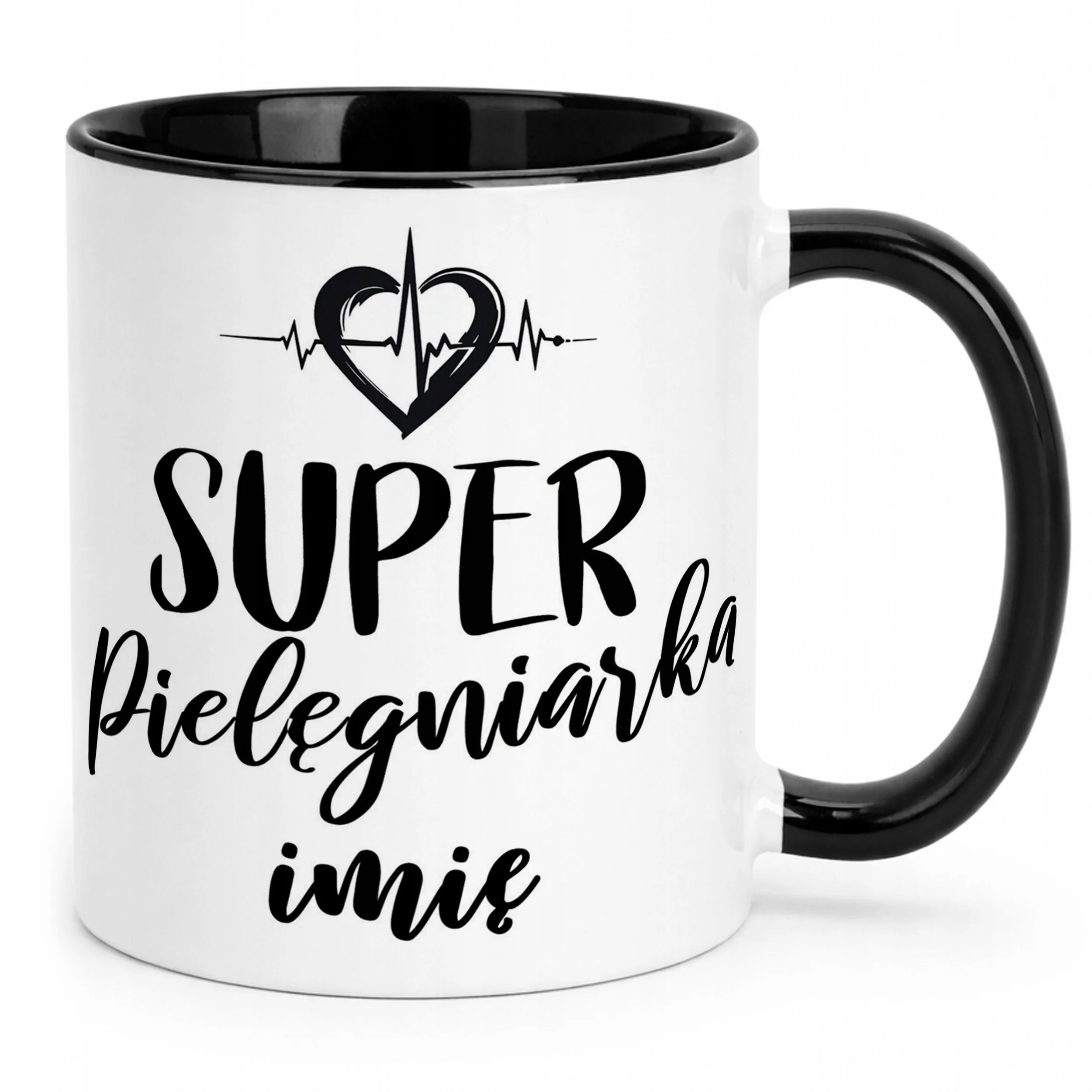 Kubek Czarny Personalizowany Super Pielęgniarka Prezent Upominek