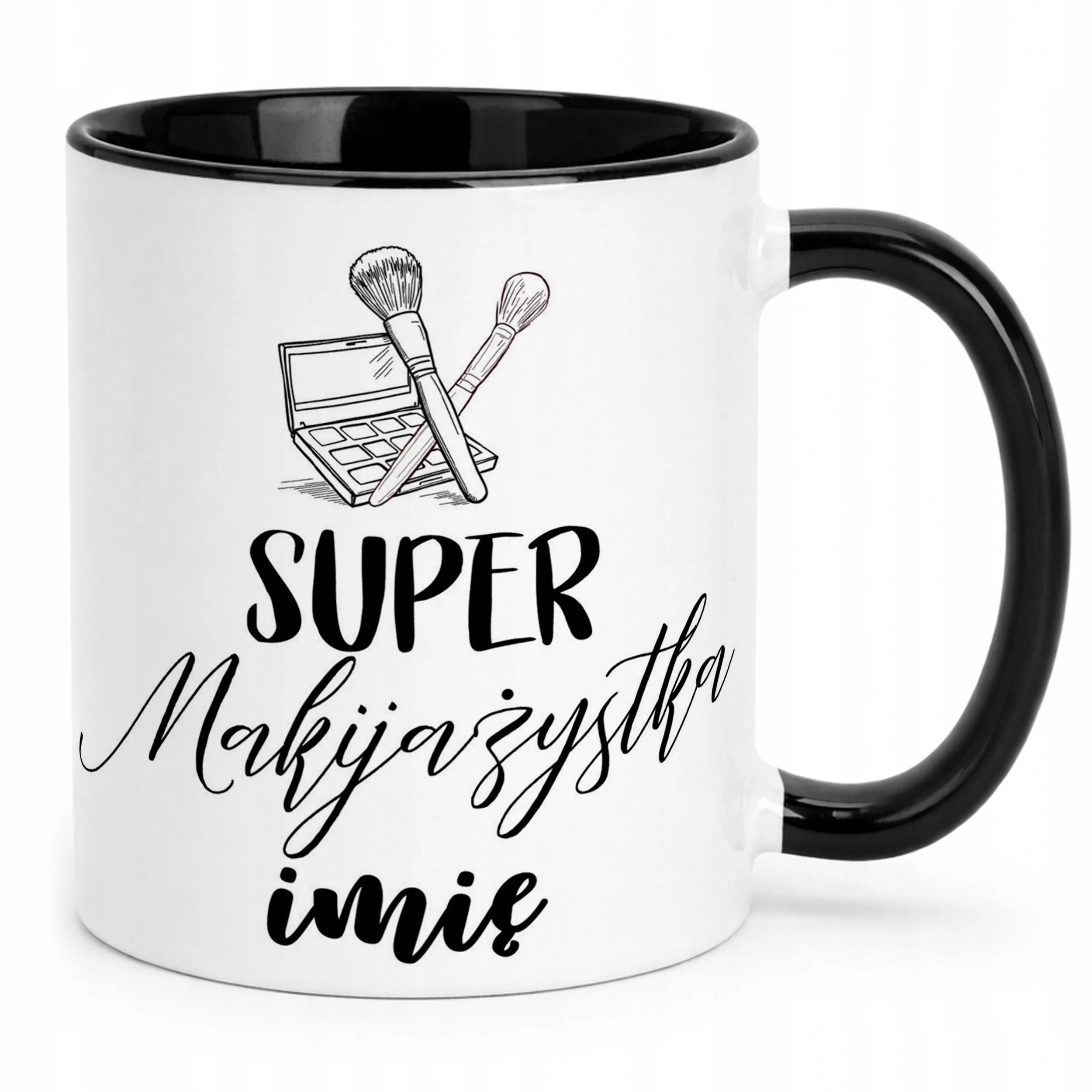 Kubek Czarny Personalizowany Super Makijażystka Prezent