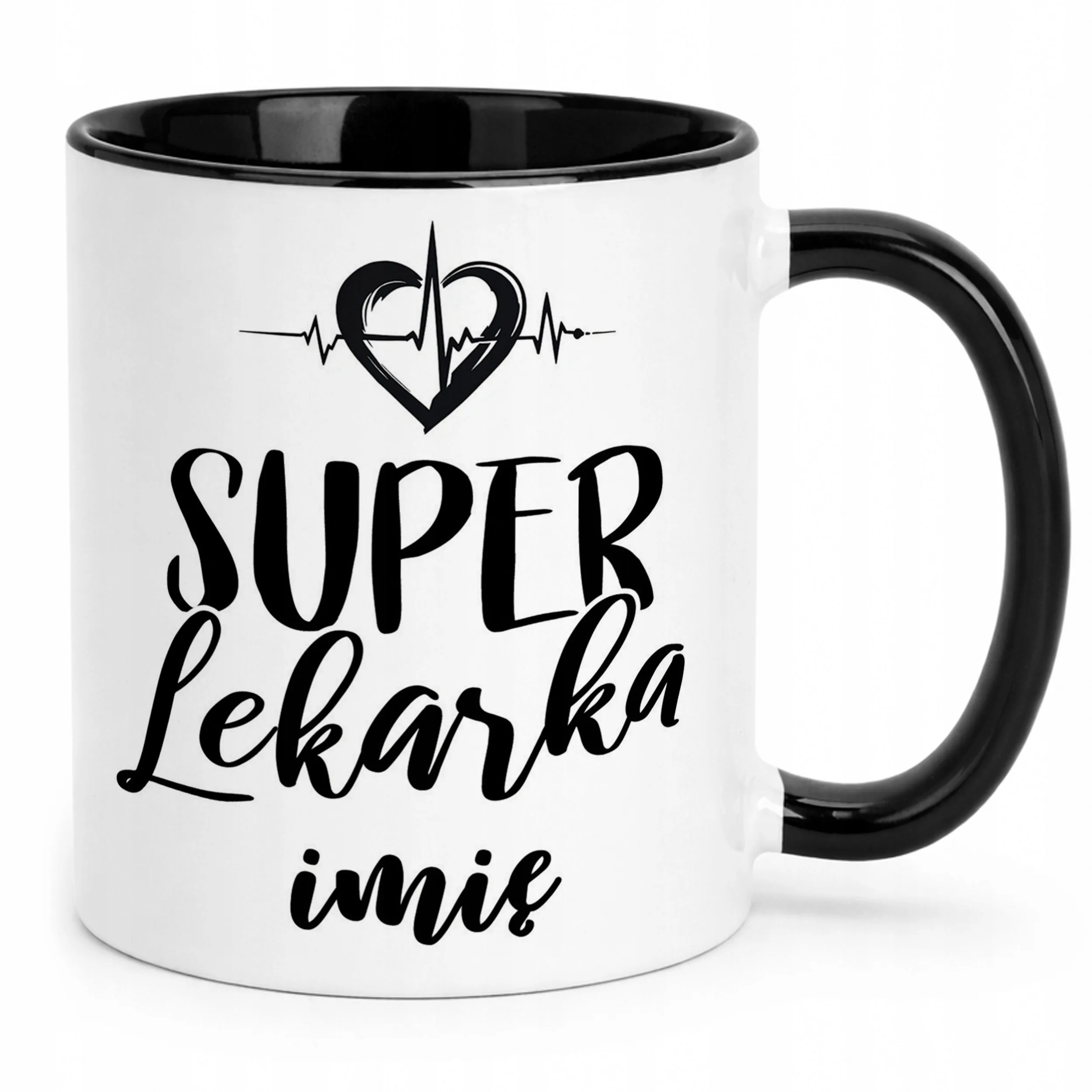 Kubek Czarny Personalizowany Super Lekarka Prezent Upominek