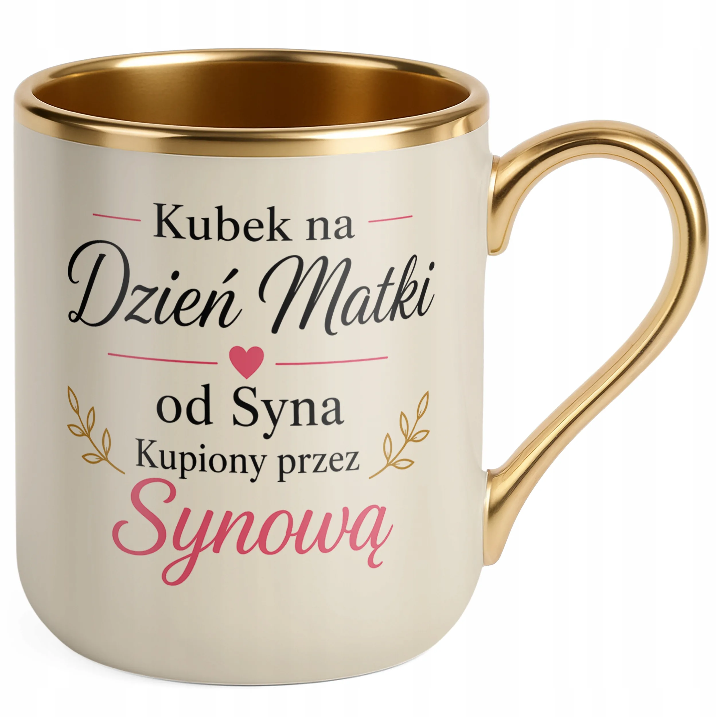 Prezent na Dzień Matki kubek premium złoty ecru dla mamy pomysł na prezent