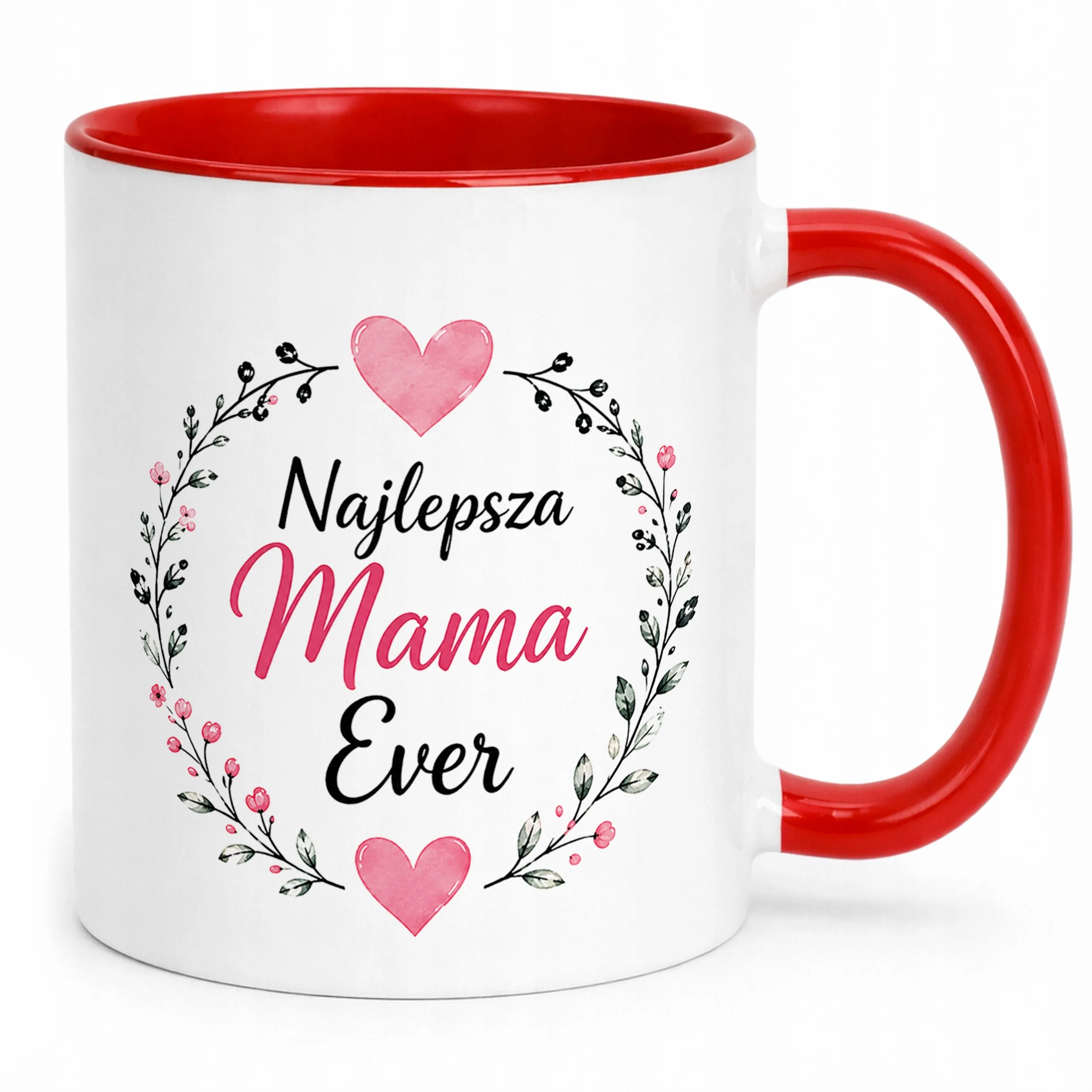 Prezent na Dzień Matki kubek czerwony dla mamy piękny upominek dla mamy