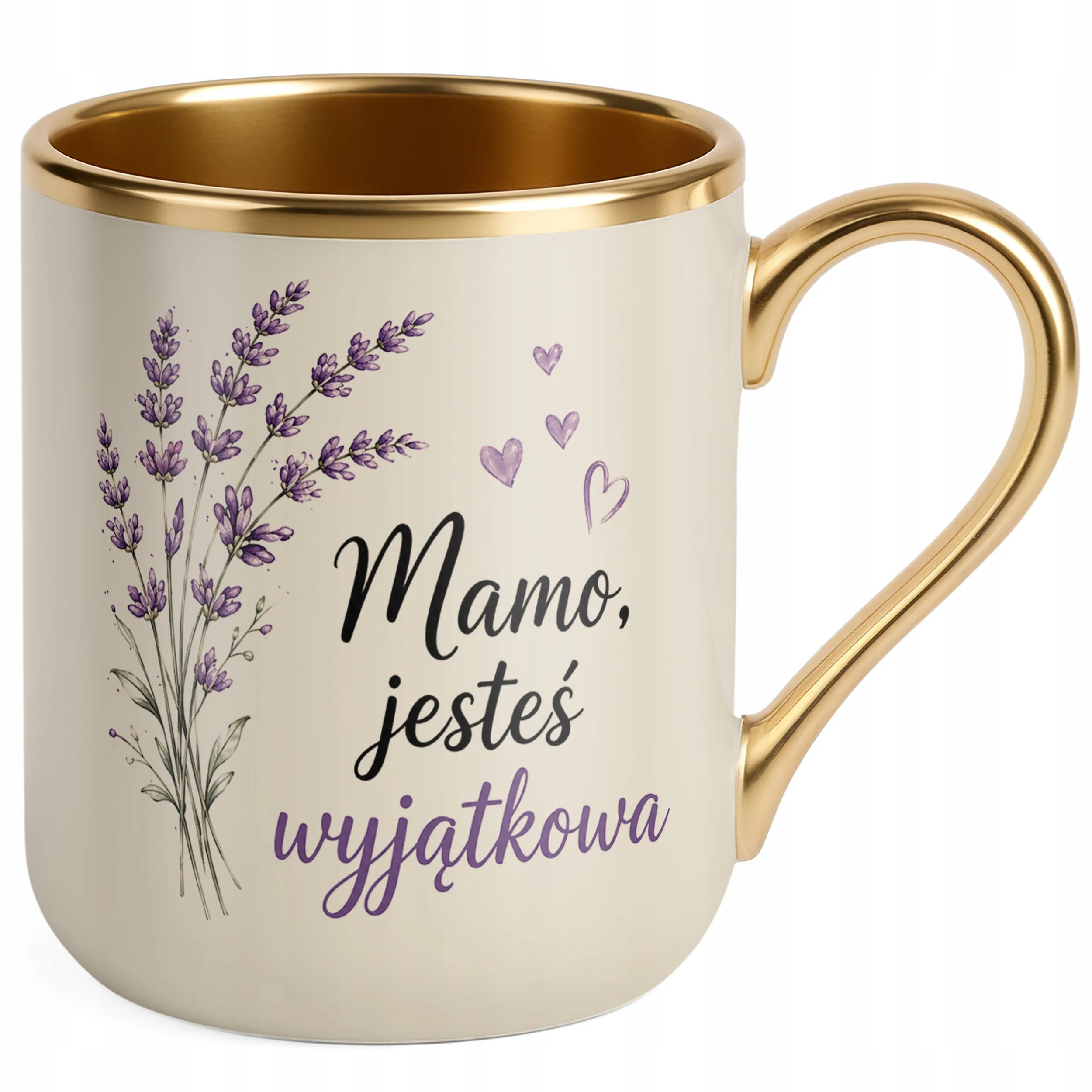 Kubek premium złoty ecru prezent dla mamy na Dzień Matki upominek dla mamy