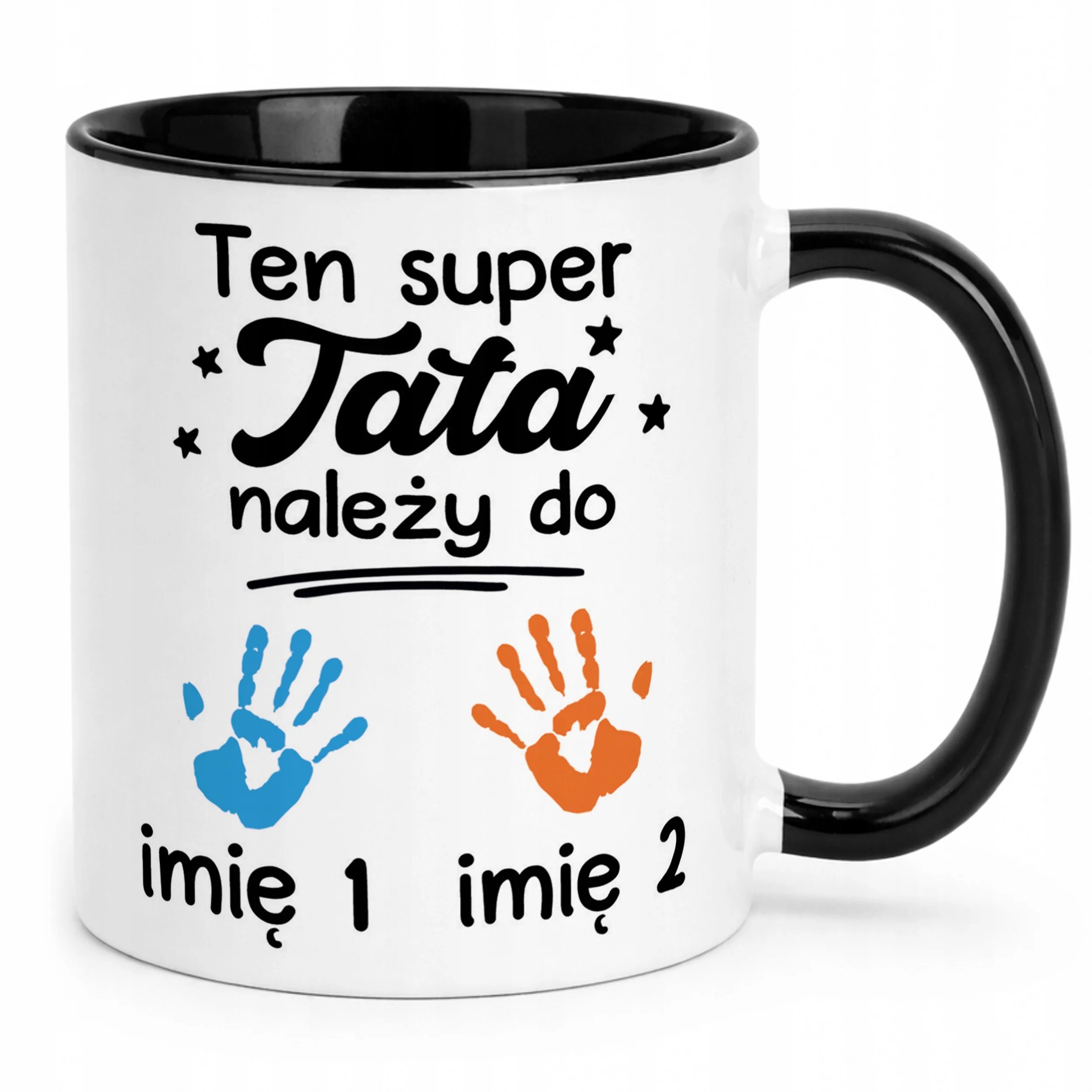 Kubek Czarny Personalizowany Dzień Ojca Tata Należy Do 2 Dzieci